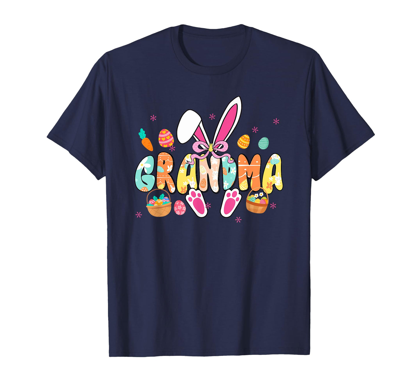 Grandma Easter Grandma Coquette Bunny Ears Eggs Basket Bow T-Shirt