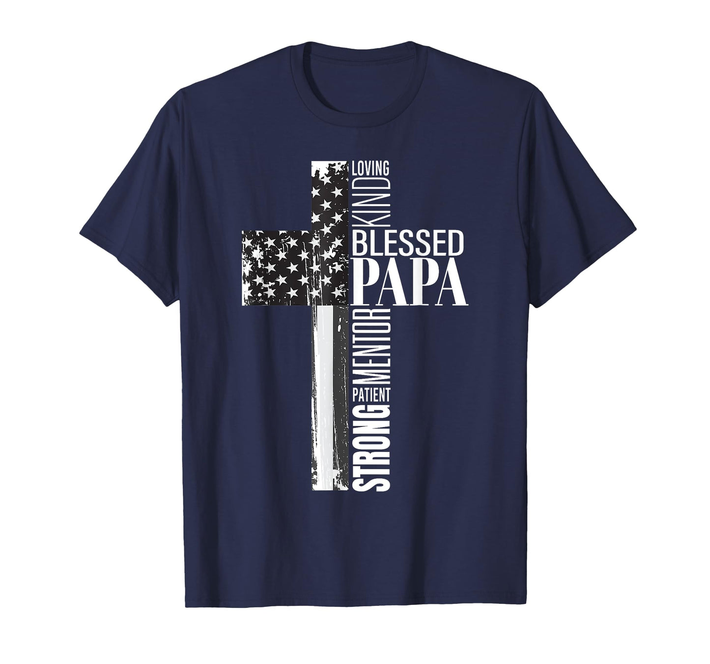 Vintage Christian Blessed Papa American Flag Fathers Day T-Shirt