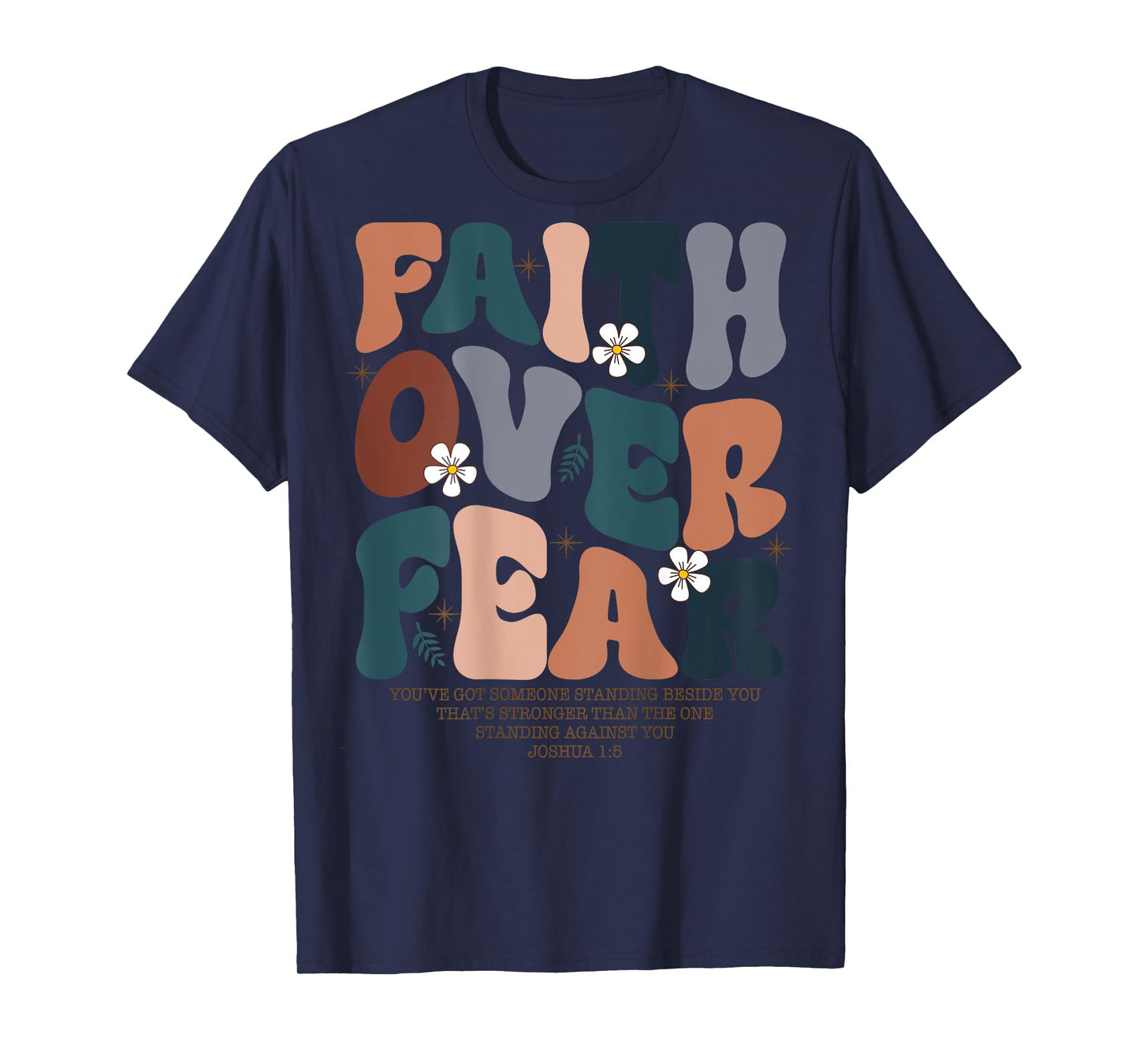 Christian Women Girls Kids Jesus Religious Faith Over Fear T-Shirt