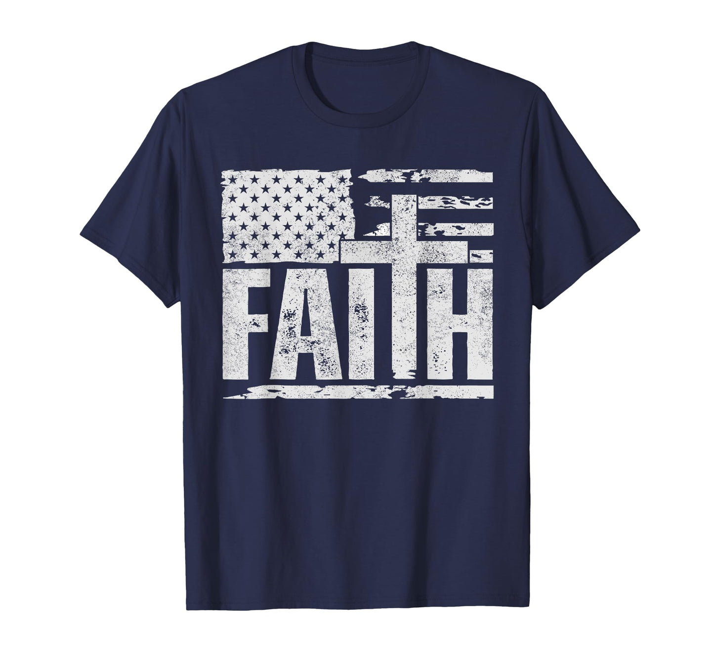 Vintage American Flag Cross Faith Jesus Christian Patriotic T-Shirt