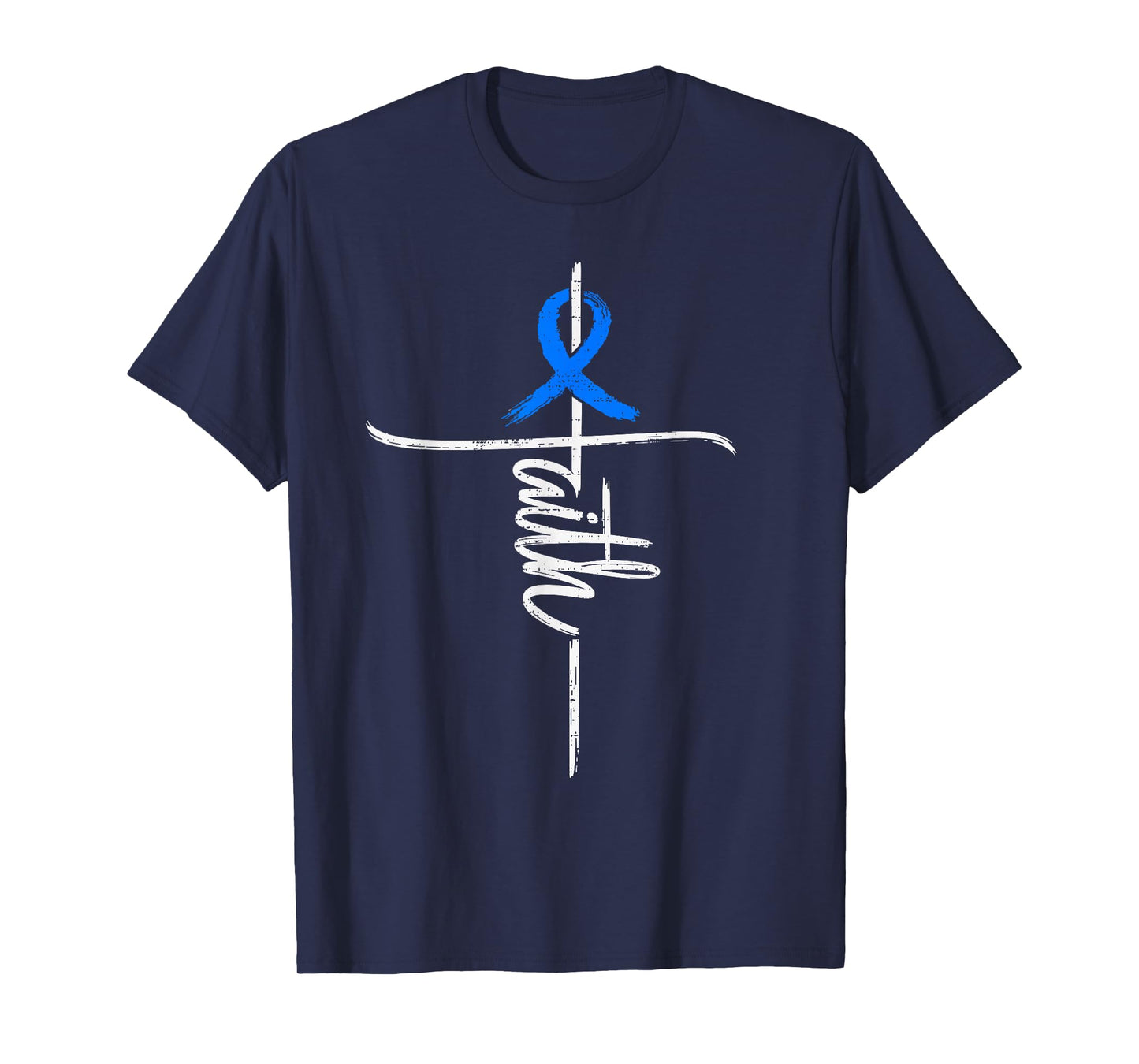 Faith Dystonia Awareness Cross Christian Ribbon Blue Support T-Shirt