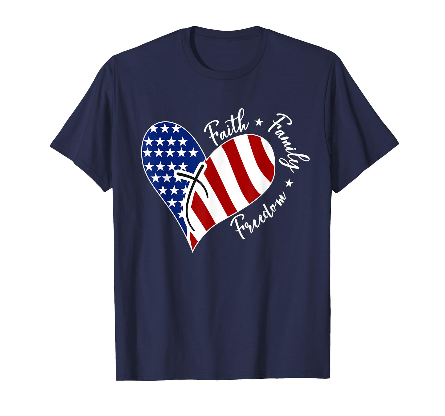 Jesus Cross Heart-Shaped America Flag The Lord Is My Rock T-Shirt