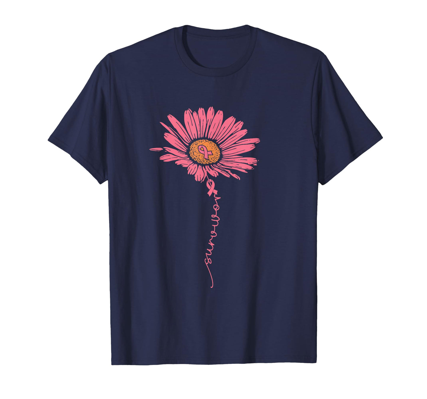 Sunflower Faith Breast Cancer Awareness Pink Ribbon T-Shirt