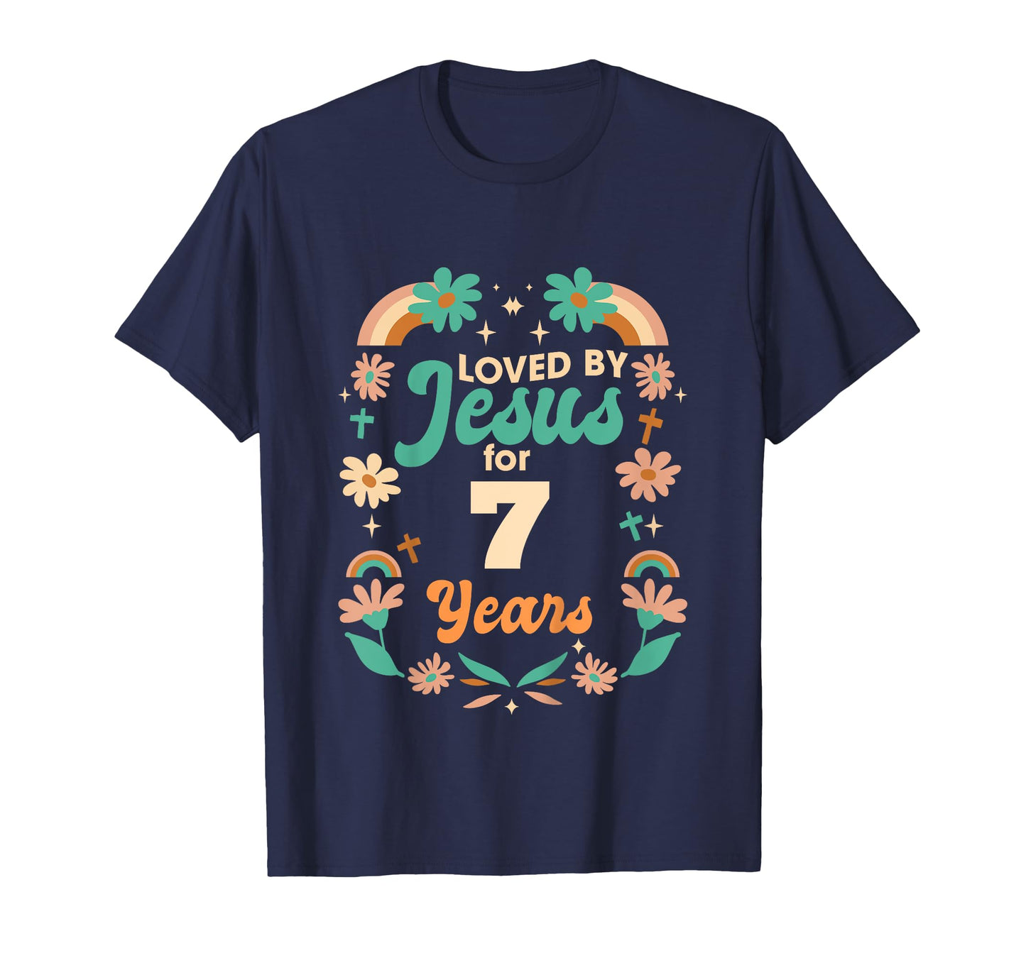 Loved By Jesus For 7 Years 7th Birthday Christian Theme T-Shirt
