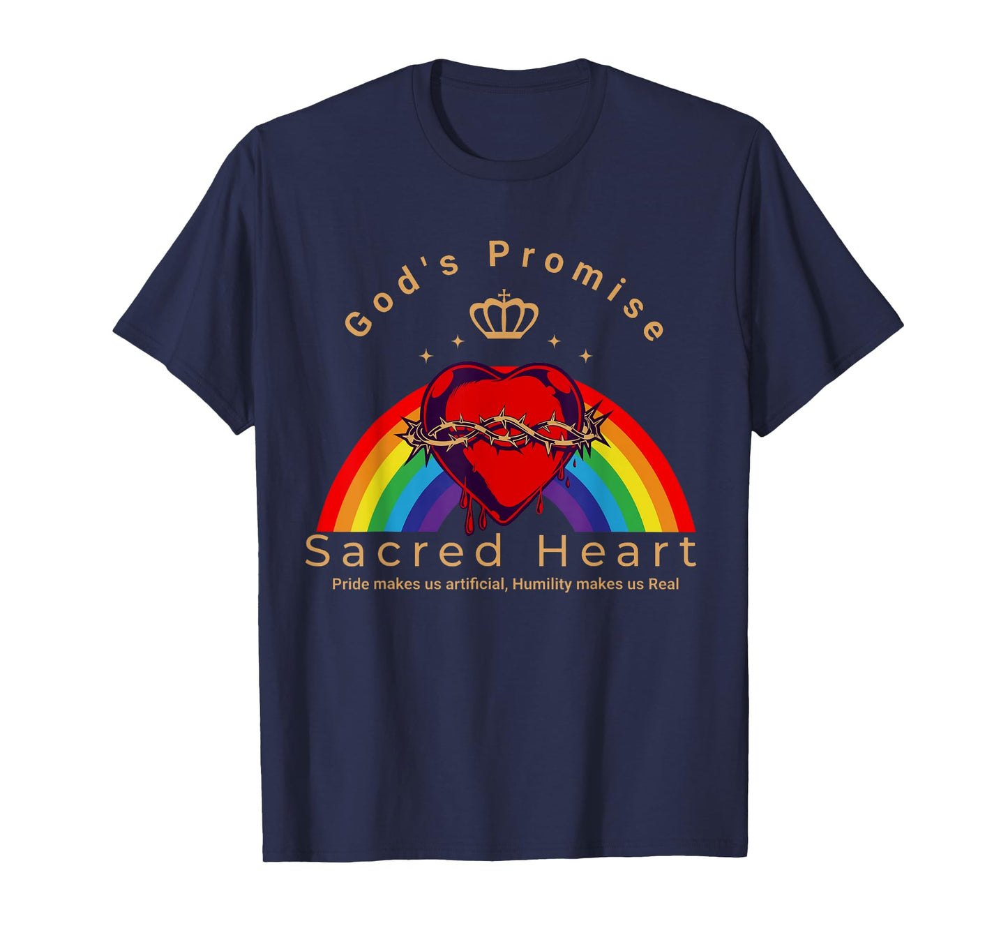 Sacred Heart of Jesus Rainbow Funny God Christian LGBT Pride T-Shirt