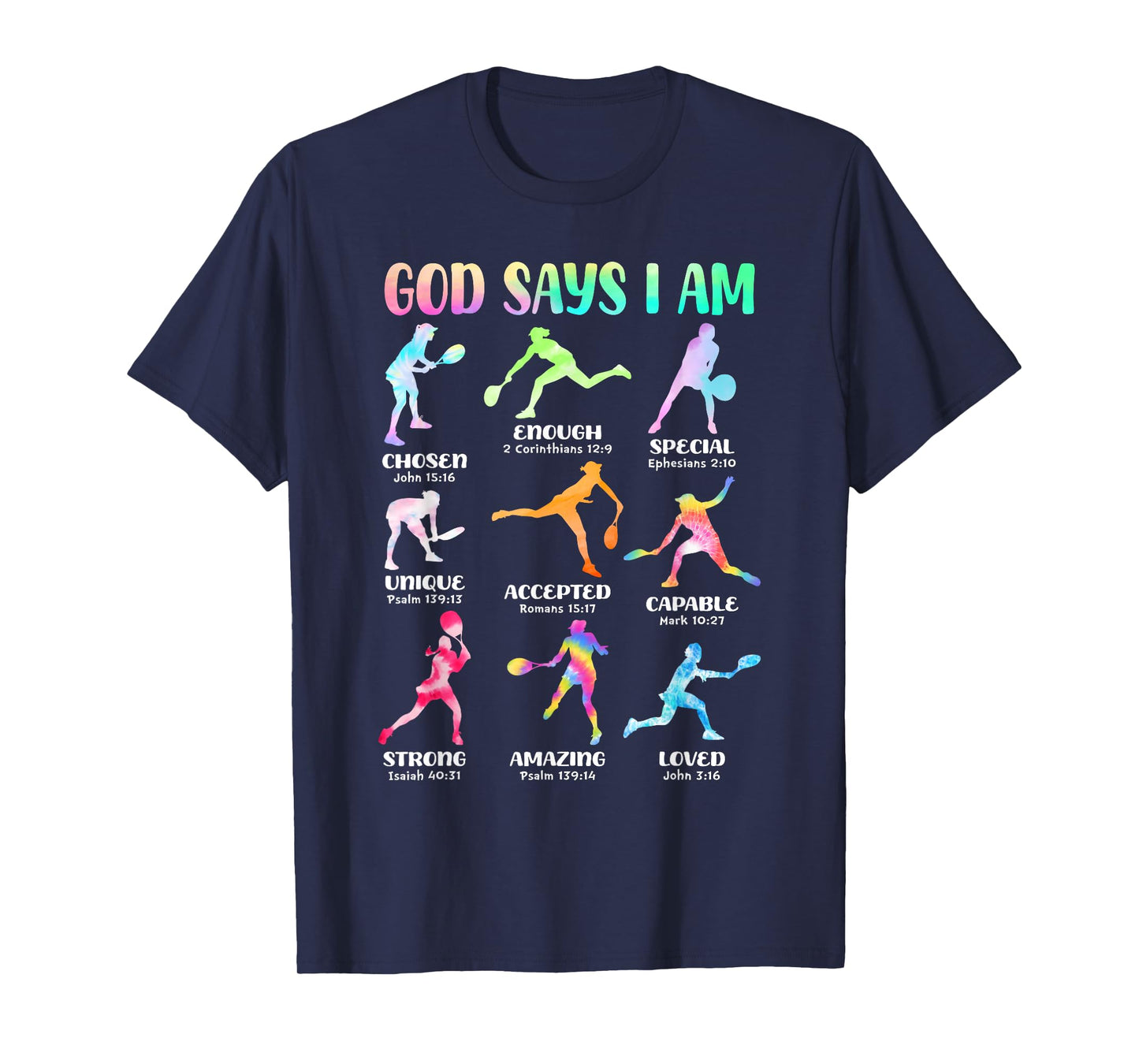 God Says I Am Christian Girls Teens Kids Tennis Tie Dye T-Shirt