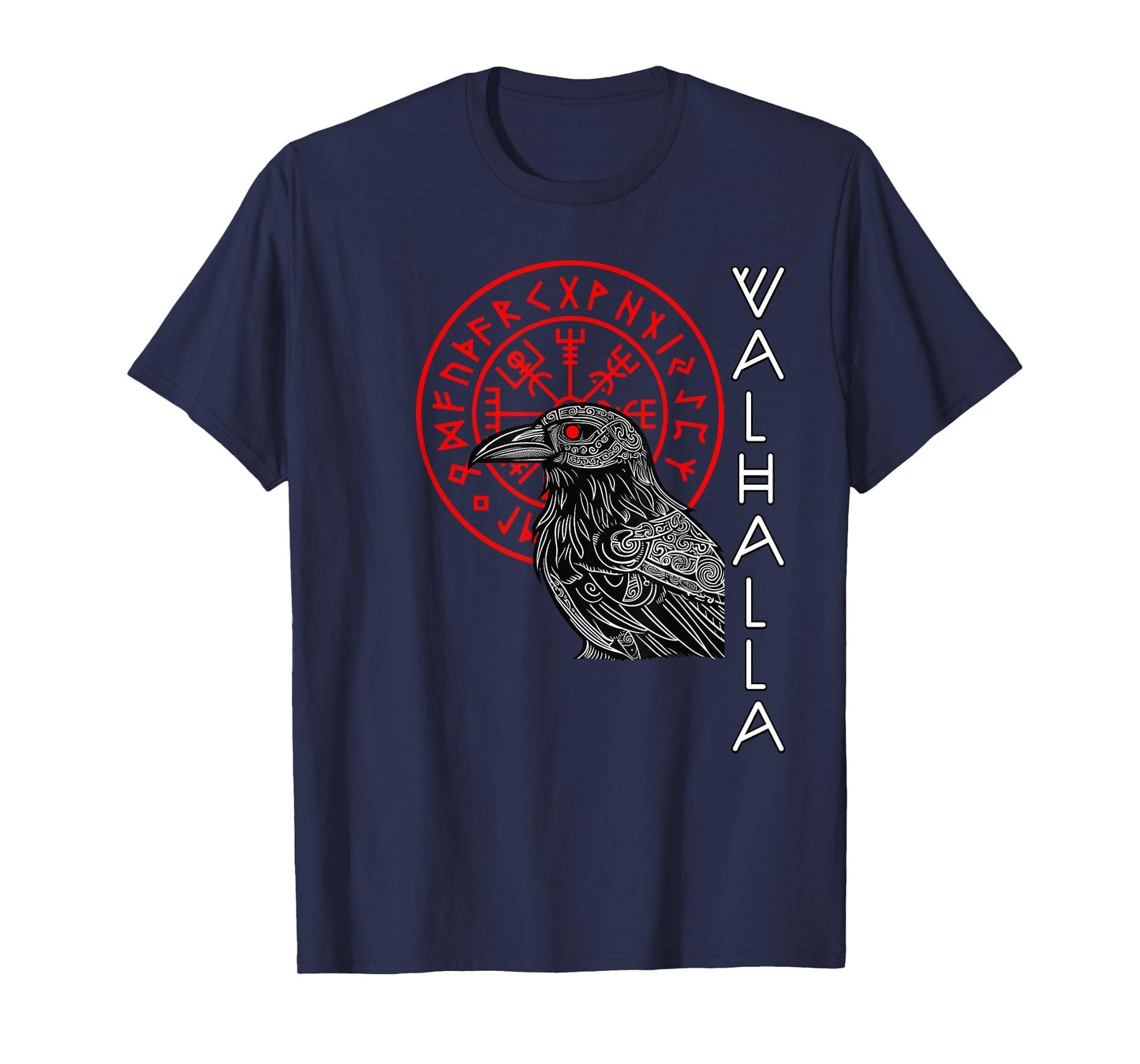 Valhalla Raven Odin's Raven Odin Runes Norse Compass Viking T-Shirt