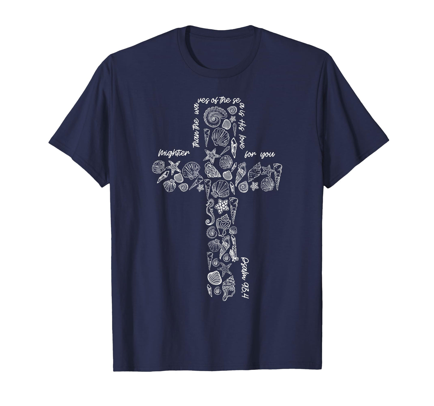 Christian Seashell Style Beach Summer Vacation Faith Cross T-Shirt