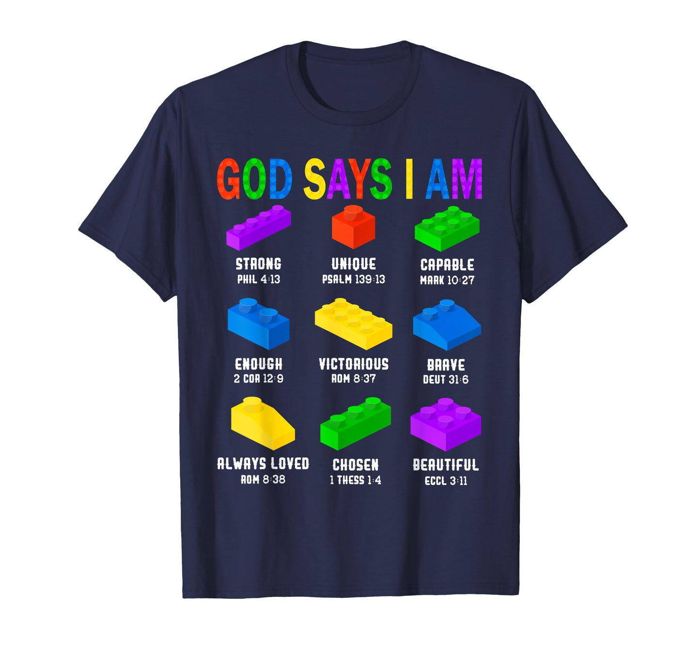 God Says I Am Building Brick Builder Block Boys Christian T-Shirt
