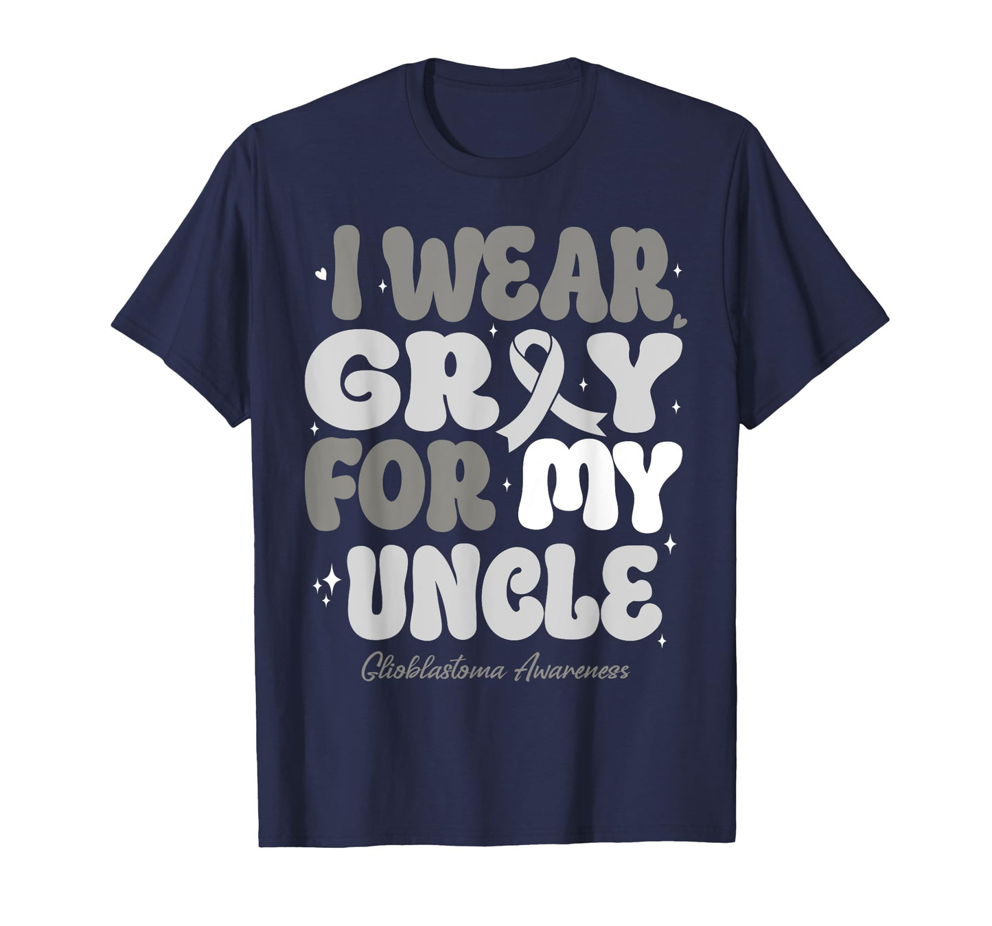 I Wear Gray For My Uncle Glioblastoma Awareness Ribbon Retro T-Shirt