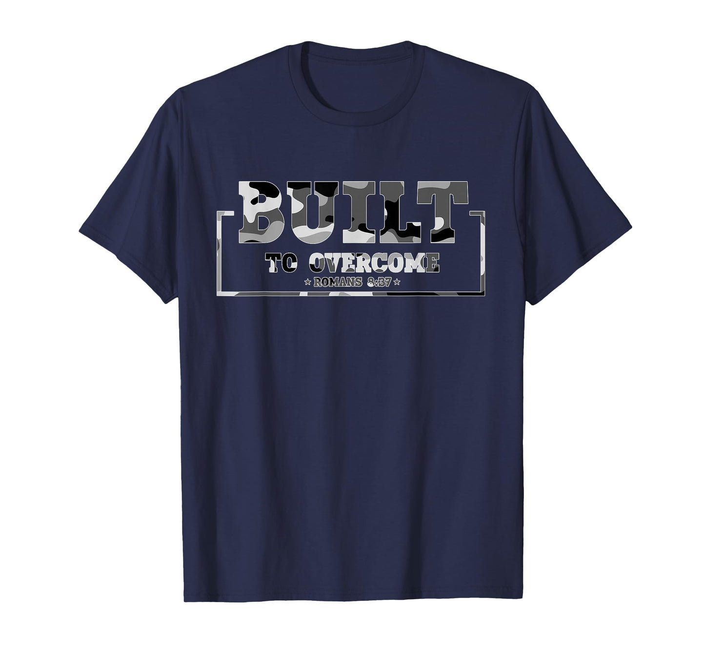 Built to Overcome Camo Gym Workout Scripture Faith Christian T-Shirt