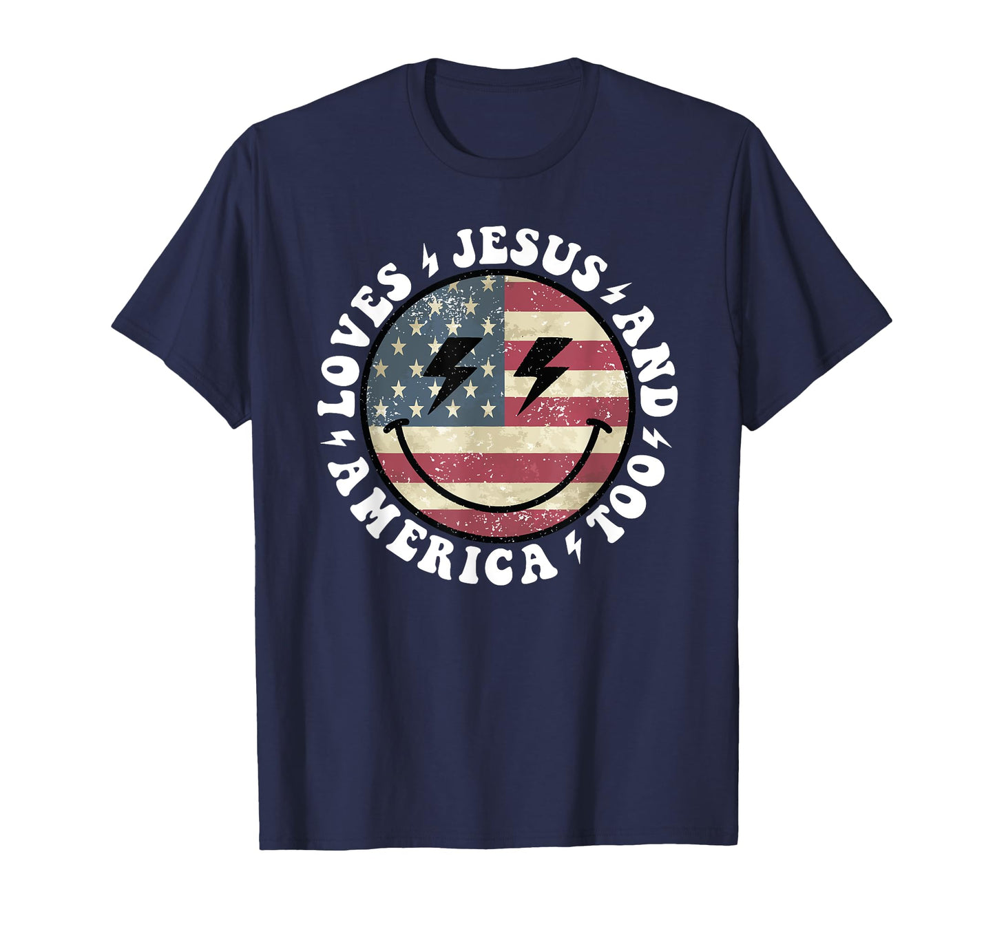 Loves Jesus and America Too God Christian 4th of July retro T-Shirt