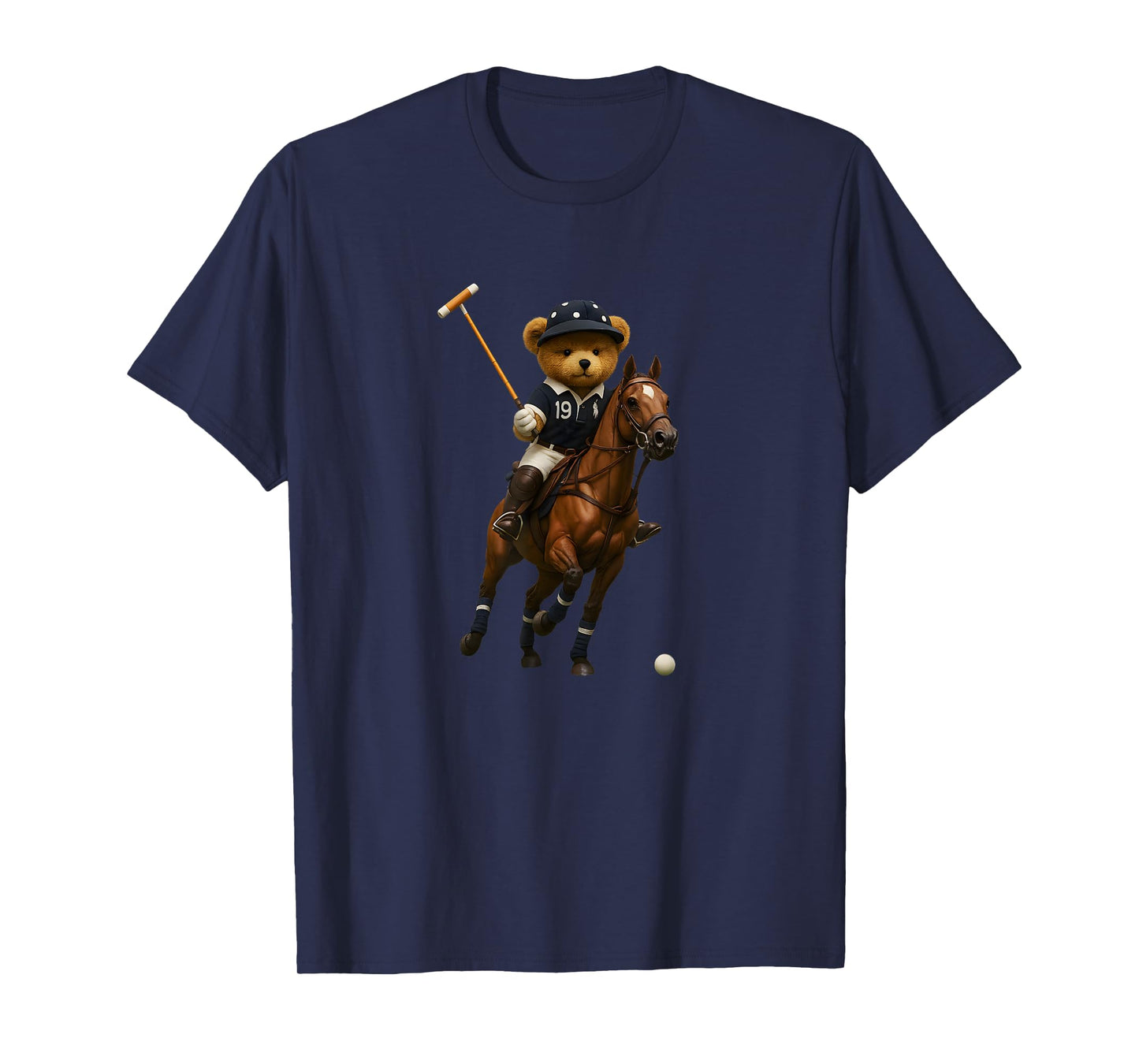 Cool Teddy Bear Playing Horse Polo Game Illustration Graphic T-Shirt