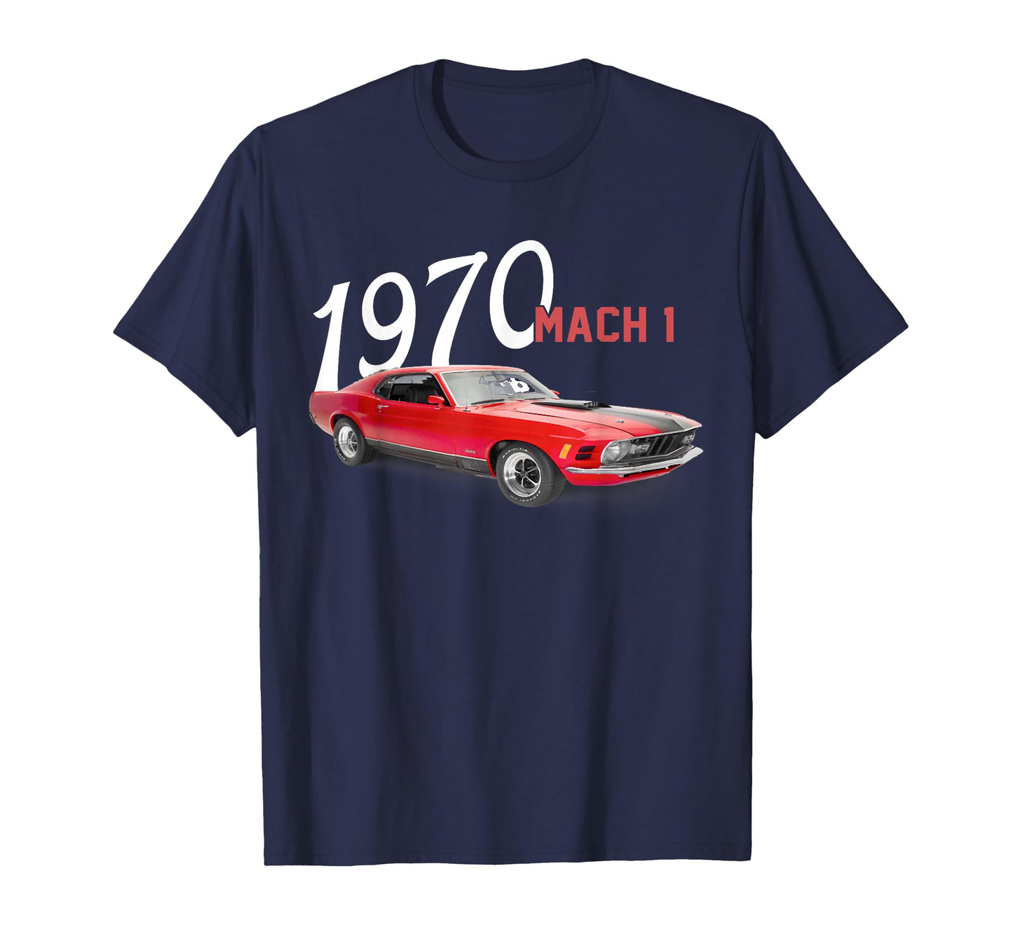 1970 70 Mach 1 Red Classic Vintage Old Car USA Flag T-Shirt