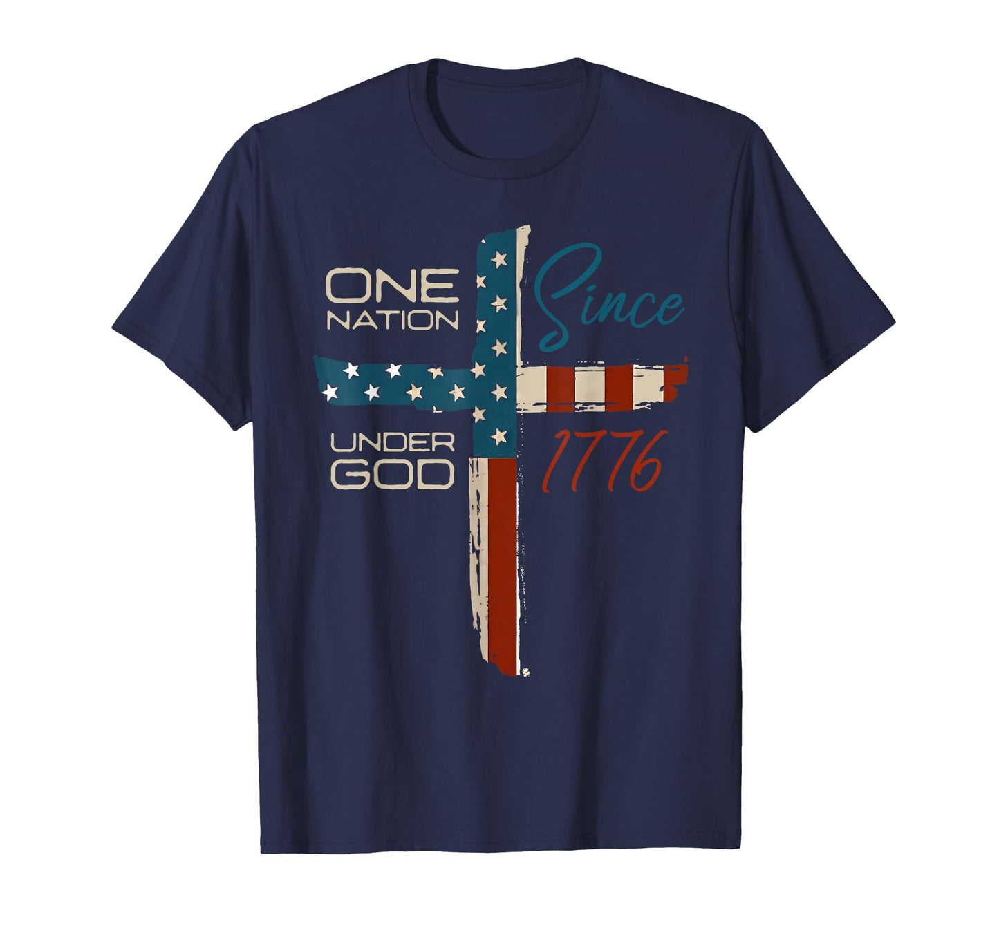 One Nation Under God Flag 4th Of July Patriotic Christian T-Shirt