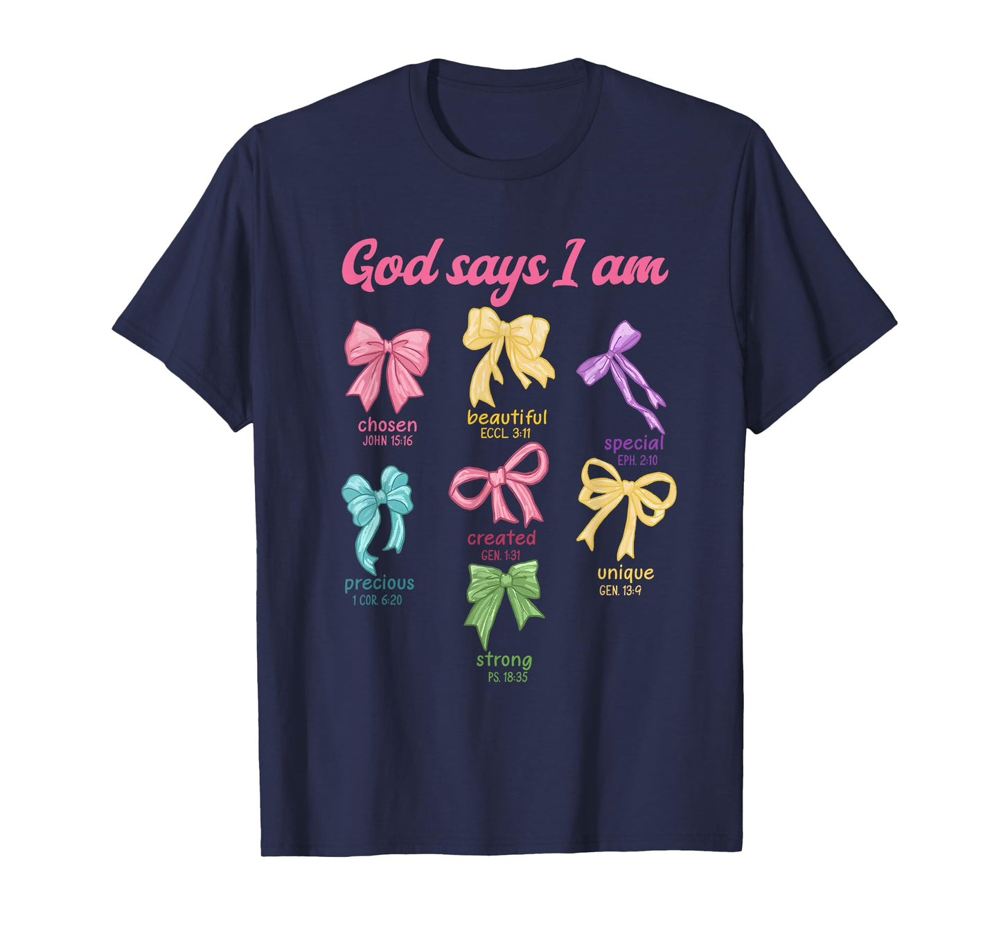 Retro Coquette Bow God Say I Am Christian Girls Teens Women T-Shirt