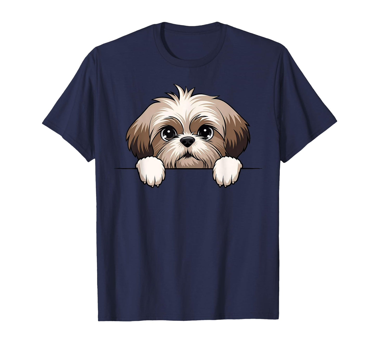 Cute Shih Tzu Peeking Puppy Funny Dog Lover Women Men Kids T-Shirt