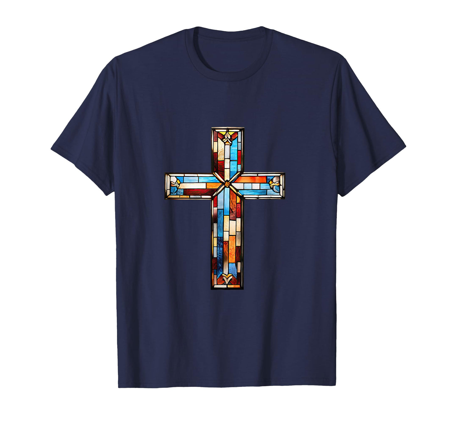 Christian Jesus Stained Glass Cross T-Shirt