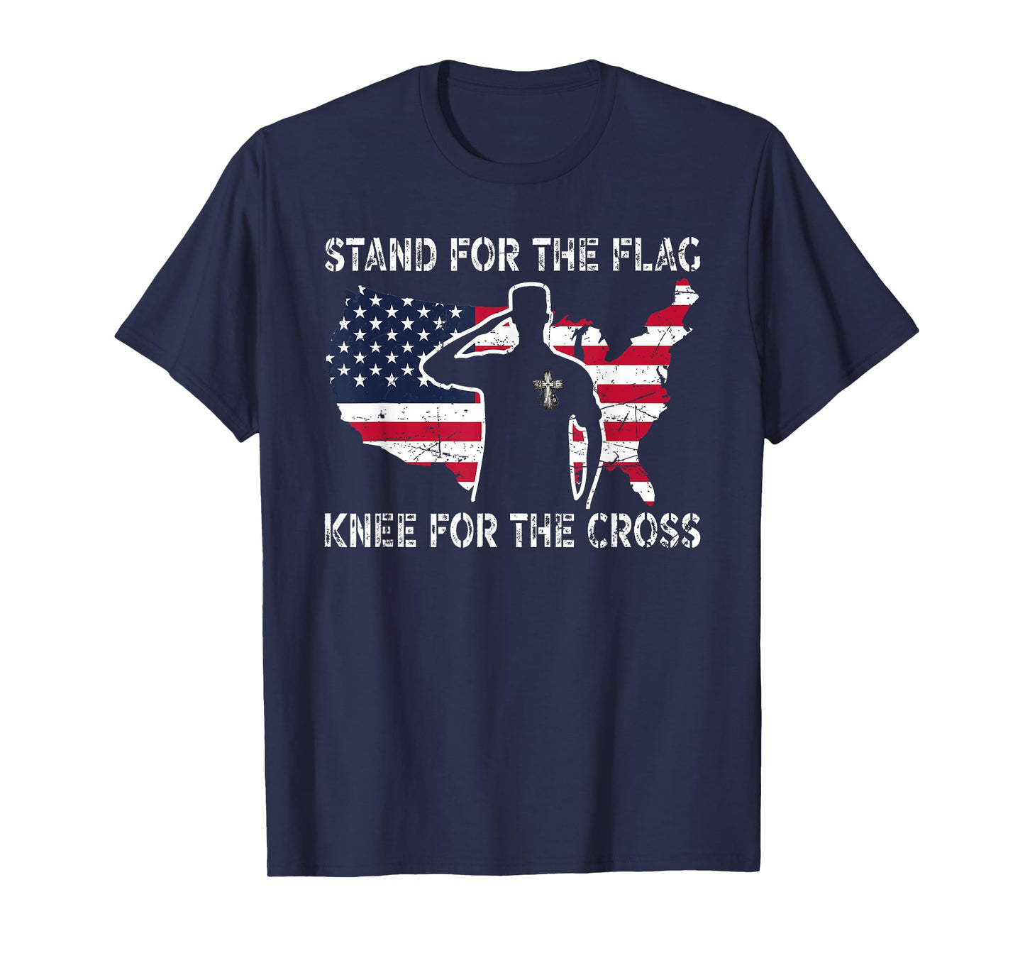 Stand for Flag Kneel for Cross Patriotic Faith Design T-Shirt