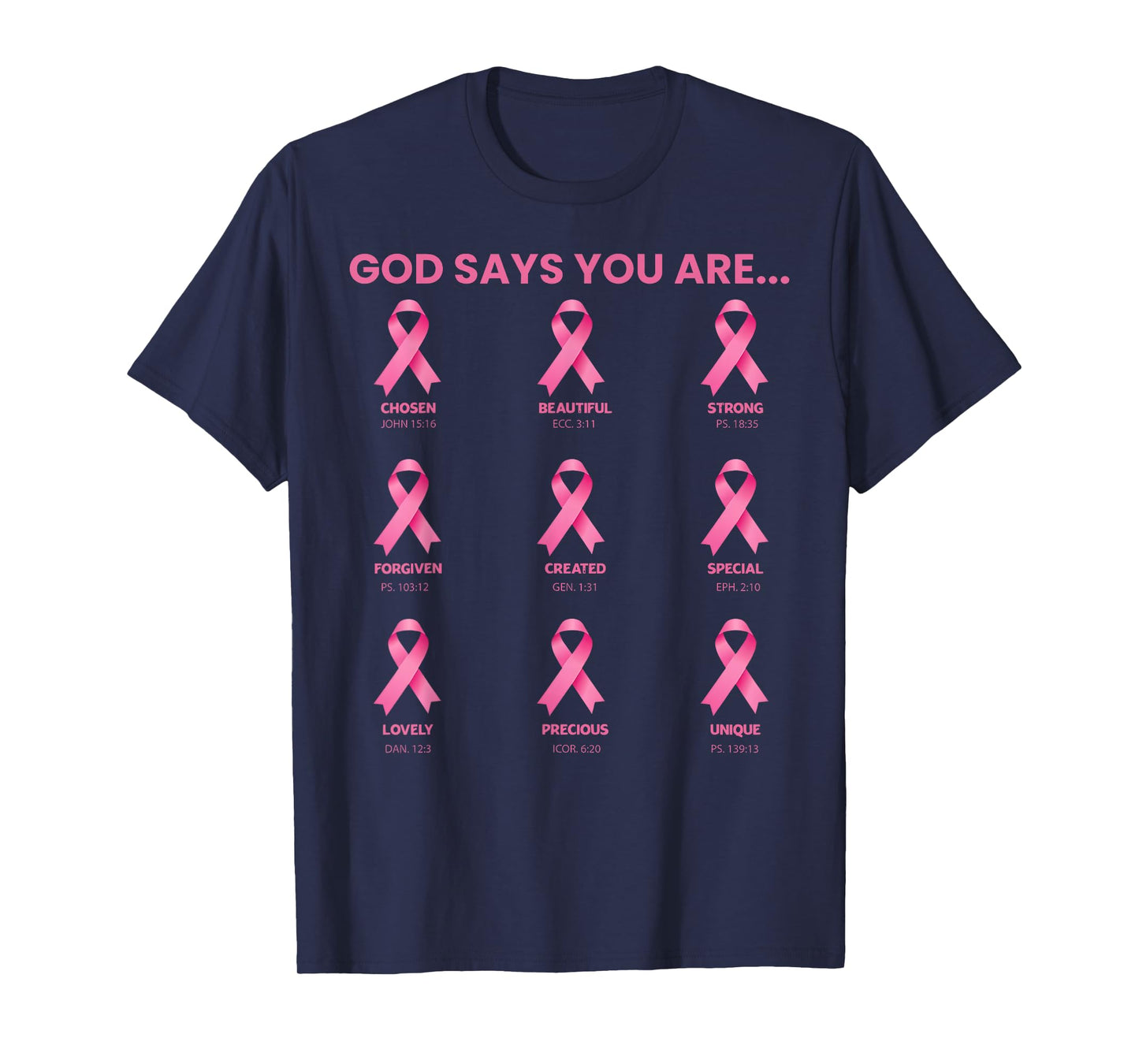 God Says You are Breast Cancer Christian Pink Ribbons Bible T-Shirt