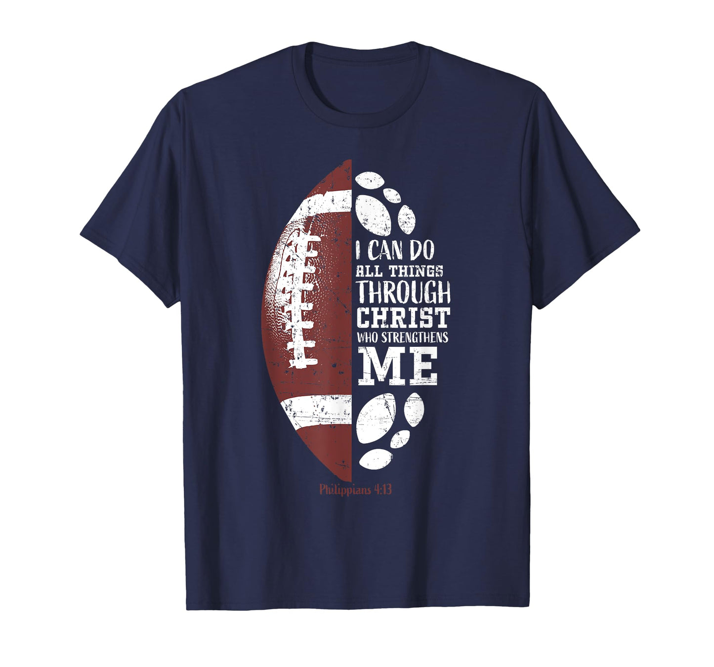 Christian Football Philippians 4:13 Religious Verse Faith T-Shirt