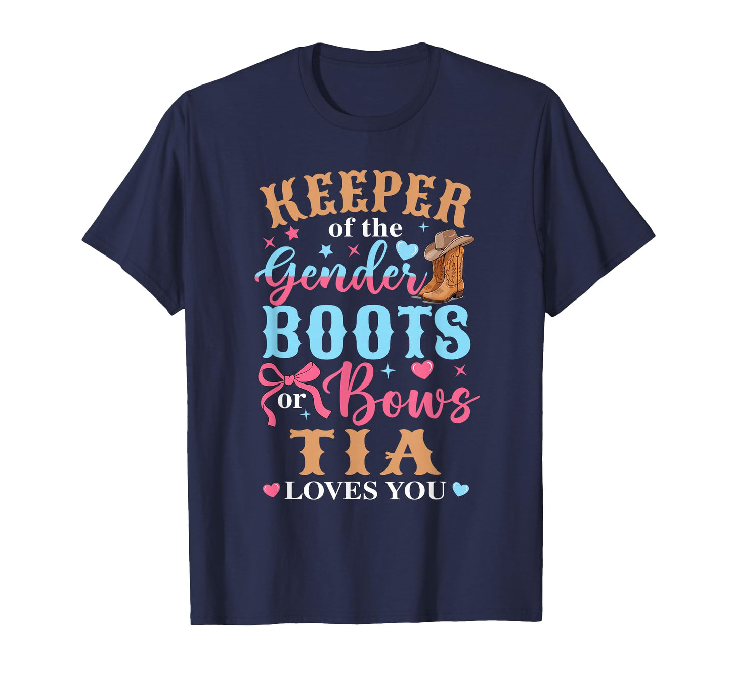 Boots Or Bows Tia Loves You Gender Reveal Family Matching T-Shirt