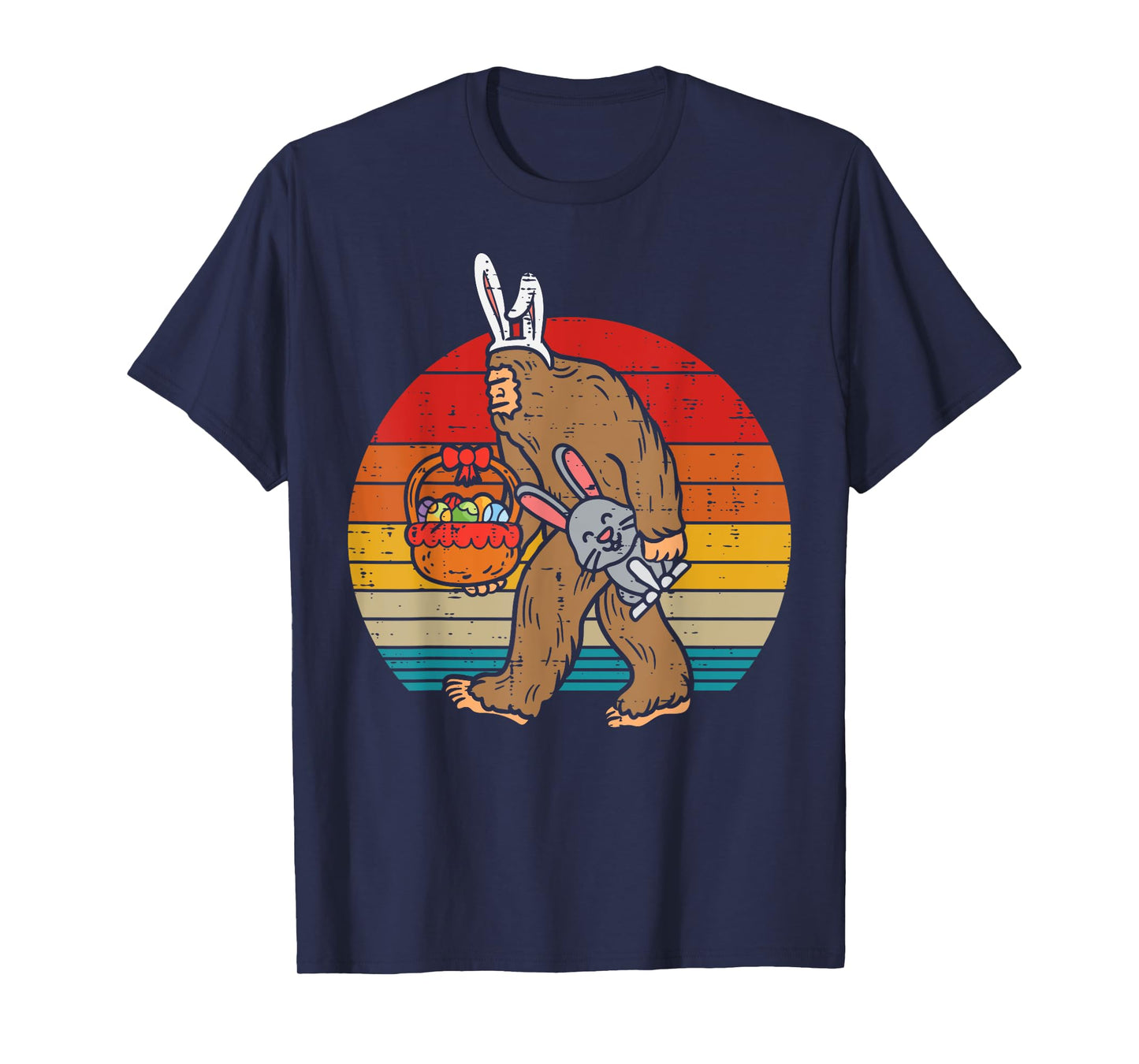 Bigfoot Easter Bunny Eggs Retro Sasquatch Men Women Kids T-Shirt