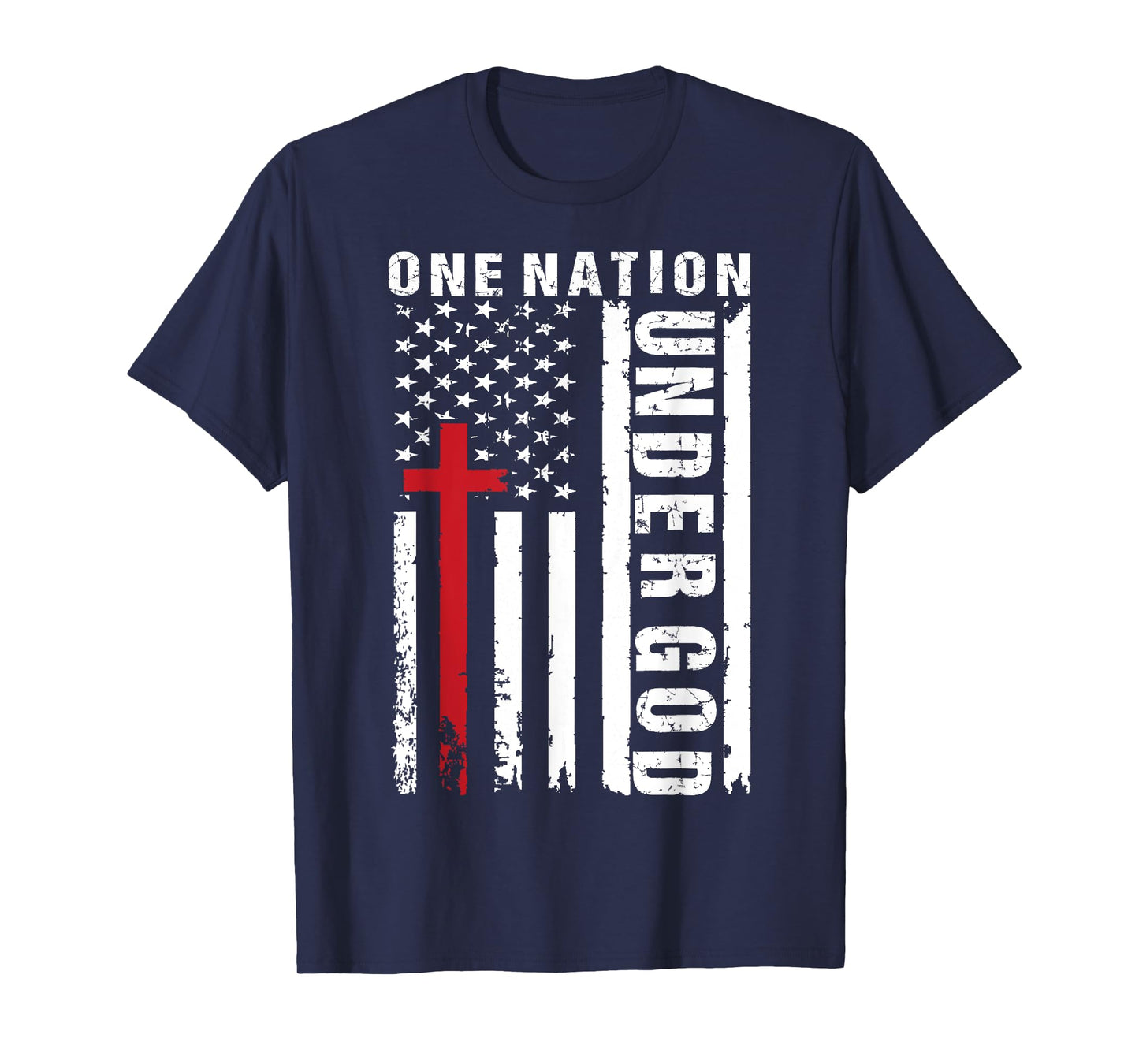 One Nation Under God Flag 4th Of July Patriotic Christian T-Shirt