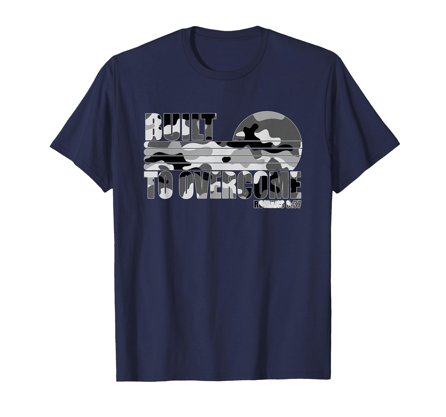 Built to Overcome Camo Faith Scripture Workout Gym Christian T-Shirt