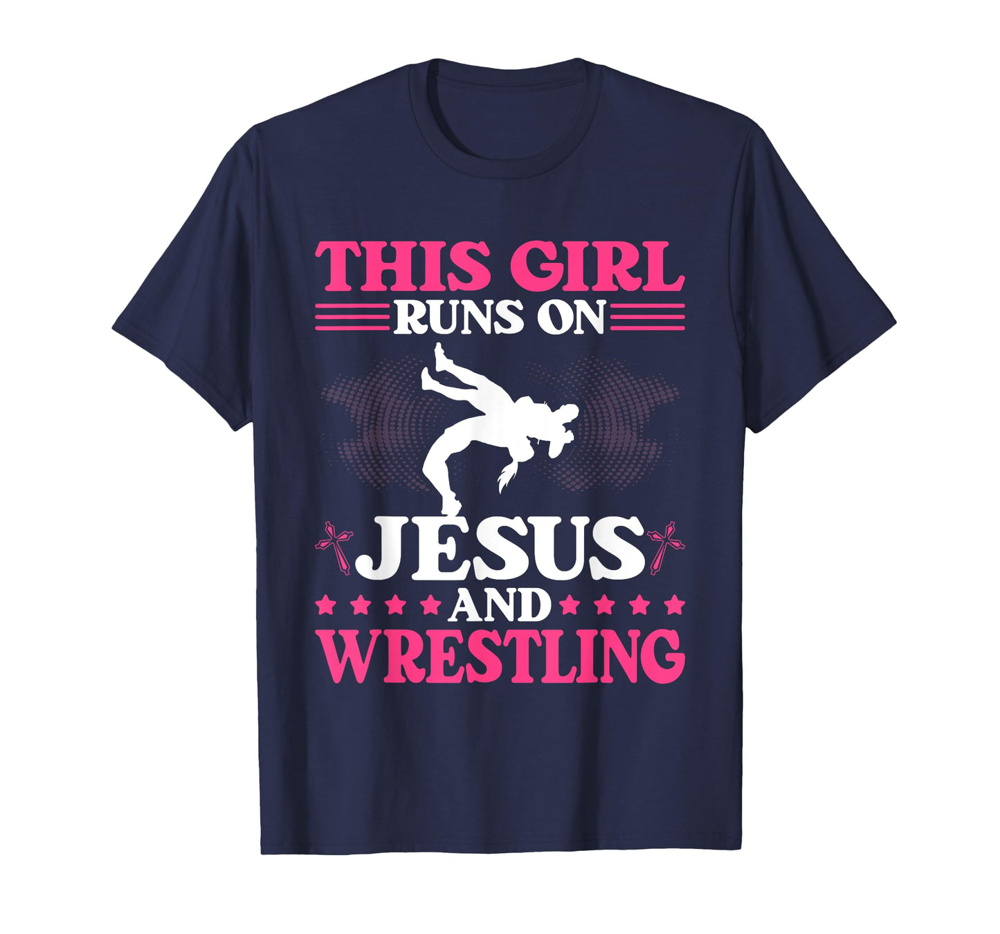 This Girl Runs On Jesus And Wrestling T-Shirt