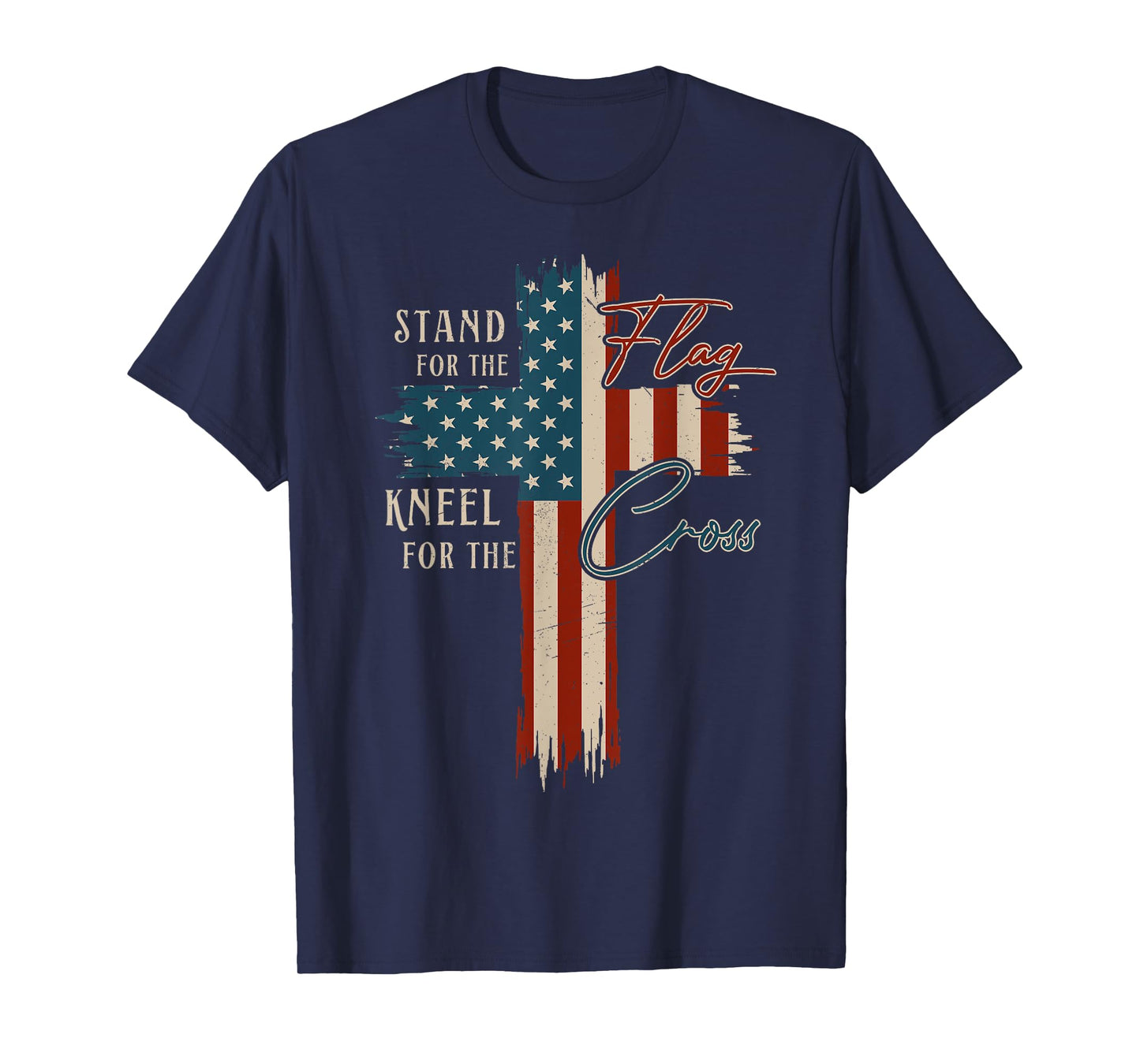 Christian Cross USA Flag 4th of July Religious Patriotic T-Shirt