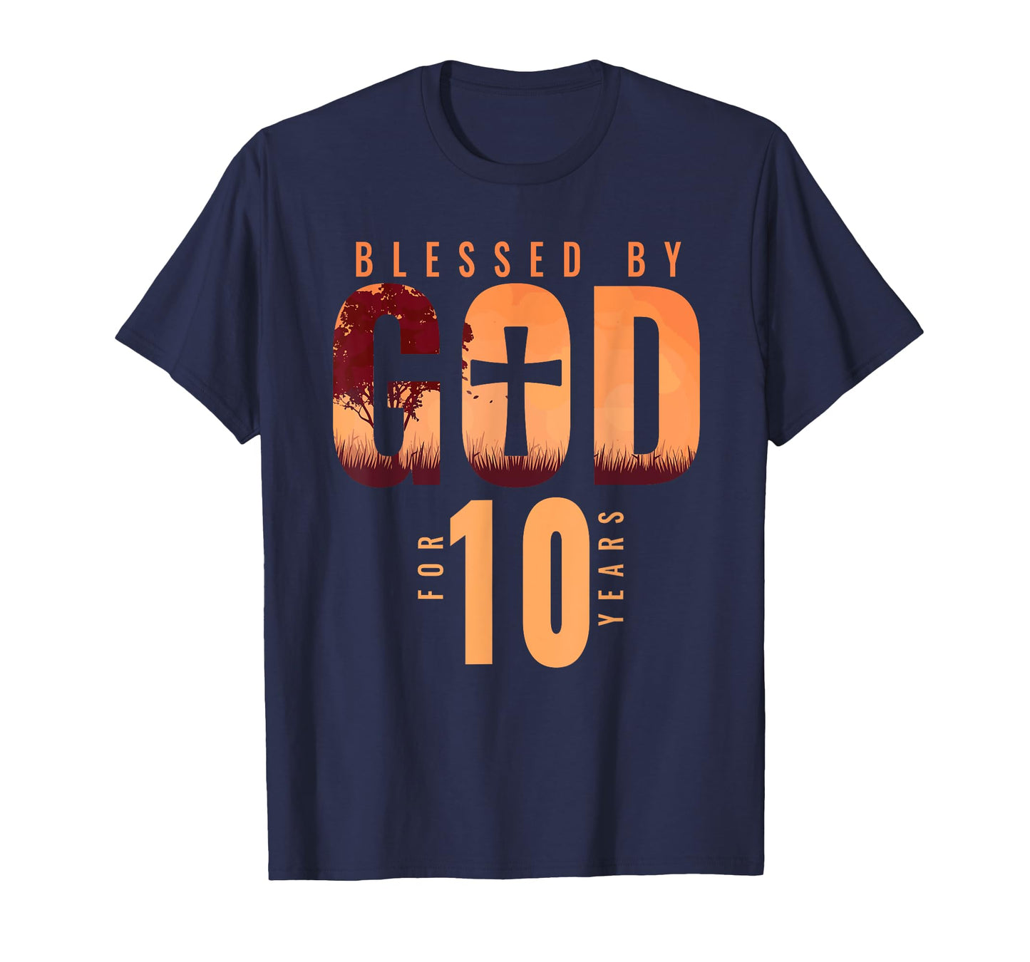 Blessed By God For 10 Years 10th Birthday Religious Theme T-Shirt