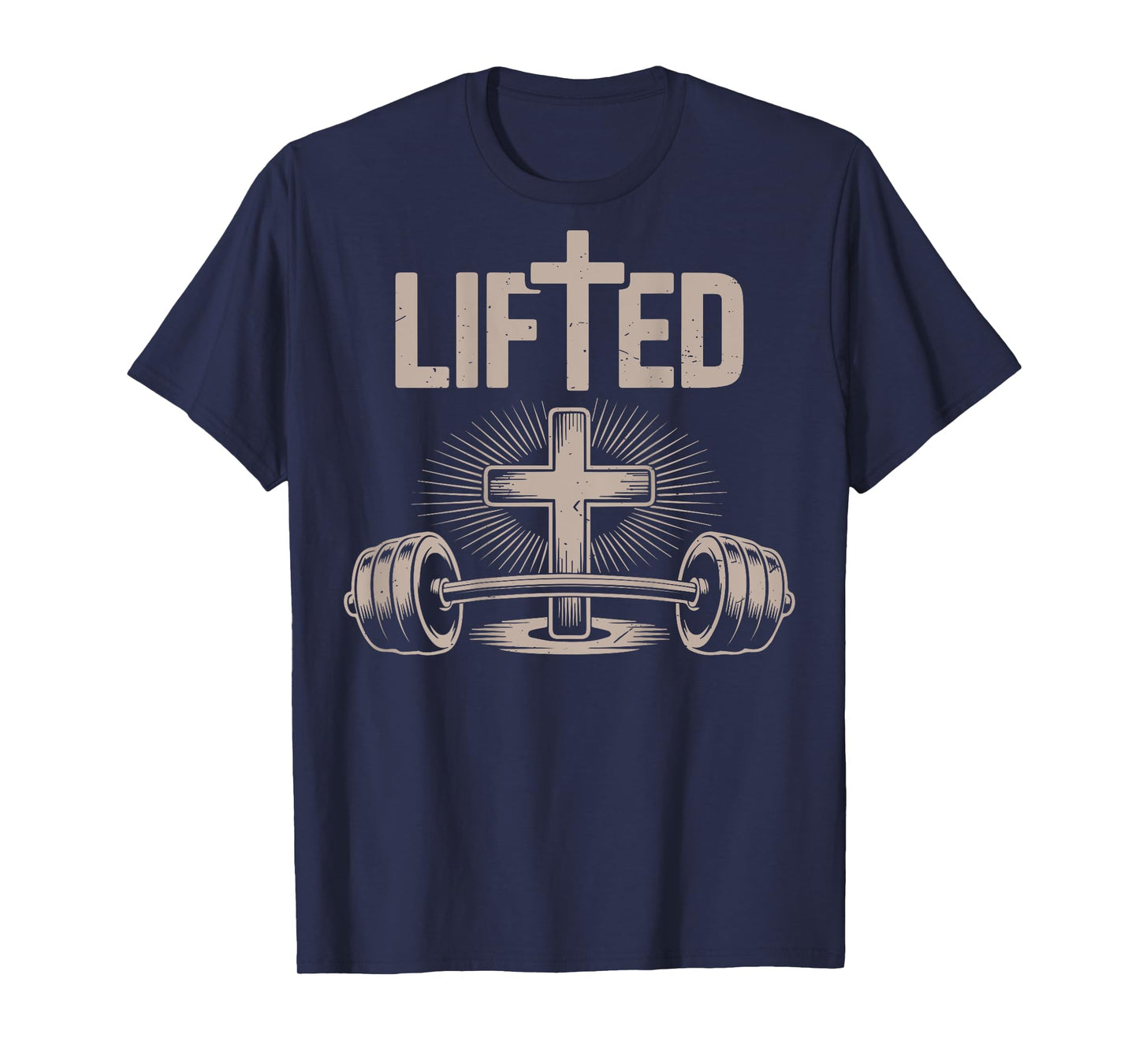 Lifted Funny Christian Workout Gym Jesus Weightlifting Cross T-Shirt
