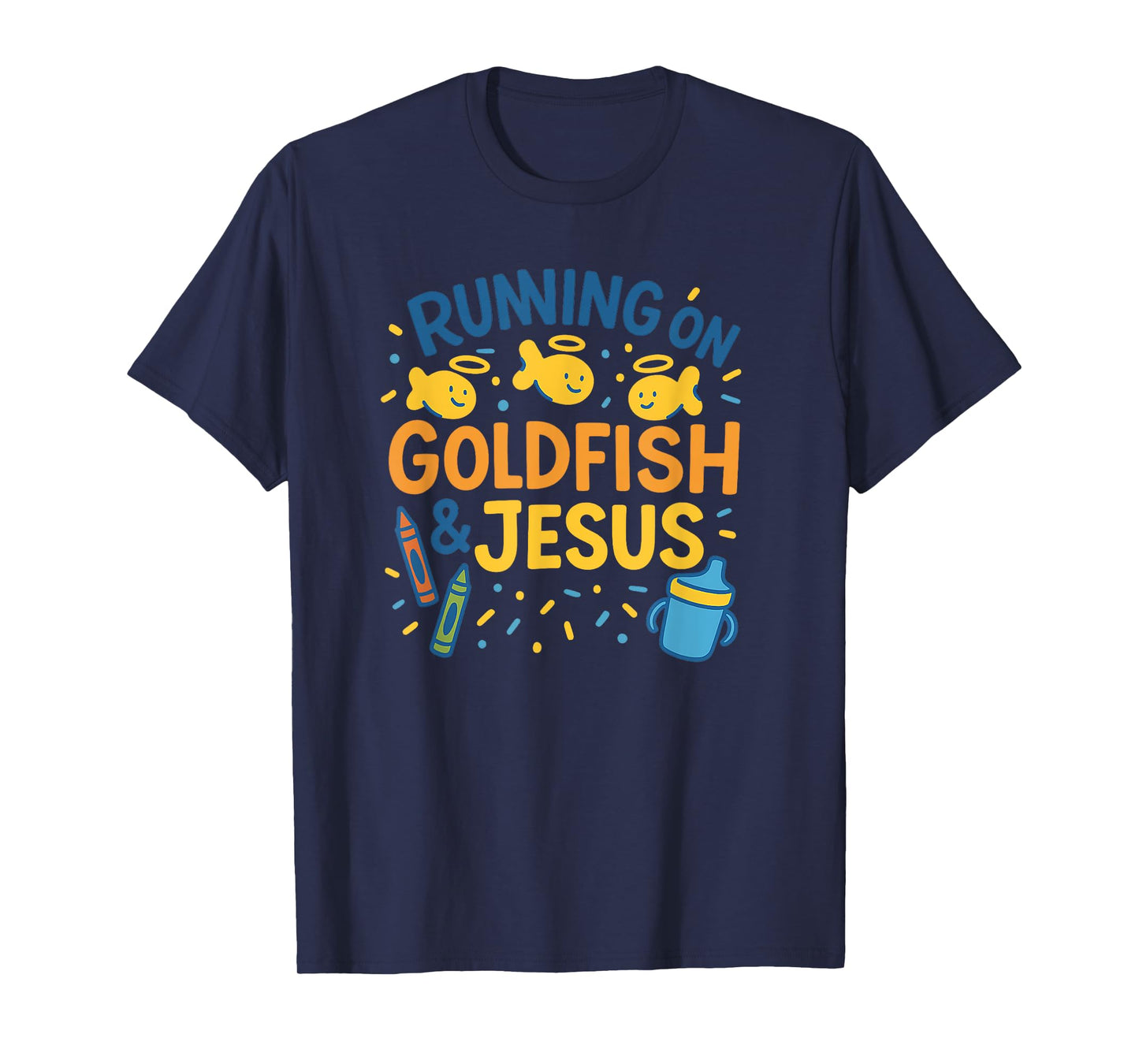 Running on Goldfish & Jesus Christian Preschool Teacher T-Shirt