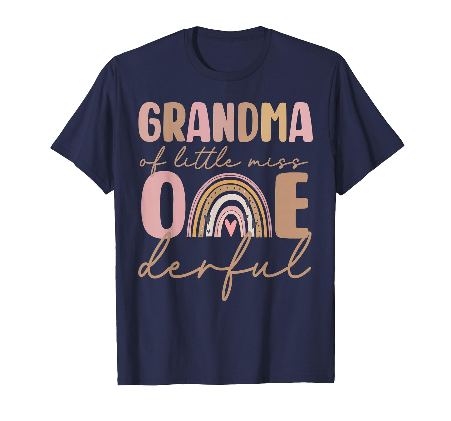 Grandma of Little Miss Onederful First Birthday Boho Rainbow T-Shirt