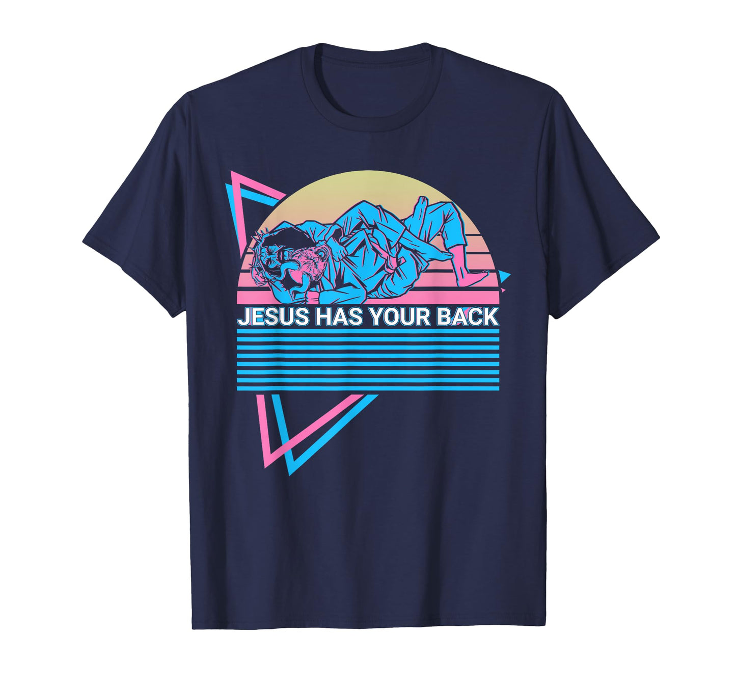 Funny Jiu Jitsu BJJ Retro Jesus Has Your Back T-Shirt