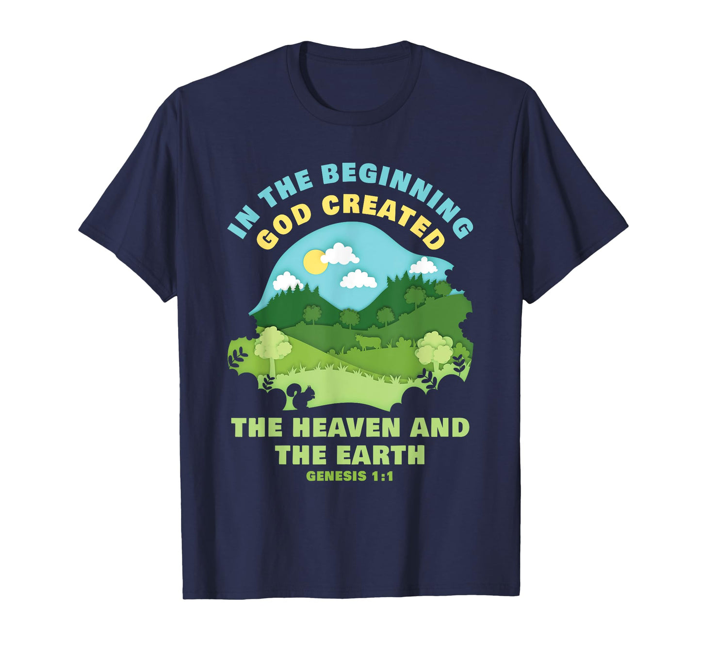 Genesis 1:1 In The Beginning GOD Created – Kids Faith Verse T-Shirt
