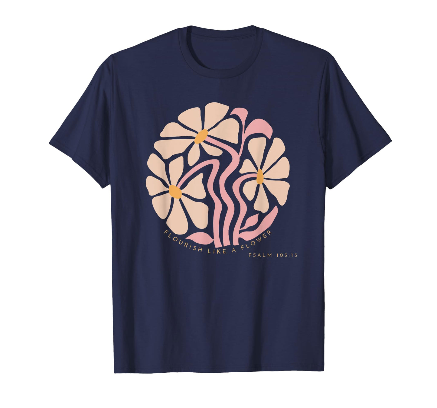 Flourish Like A Flower Retro Boho Christian Floral Womens T-Shirt