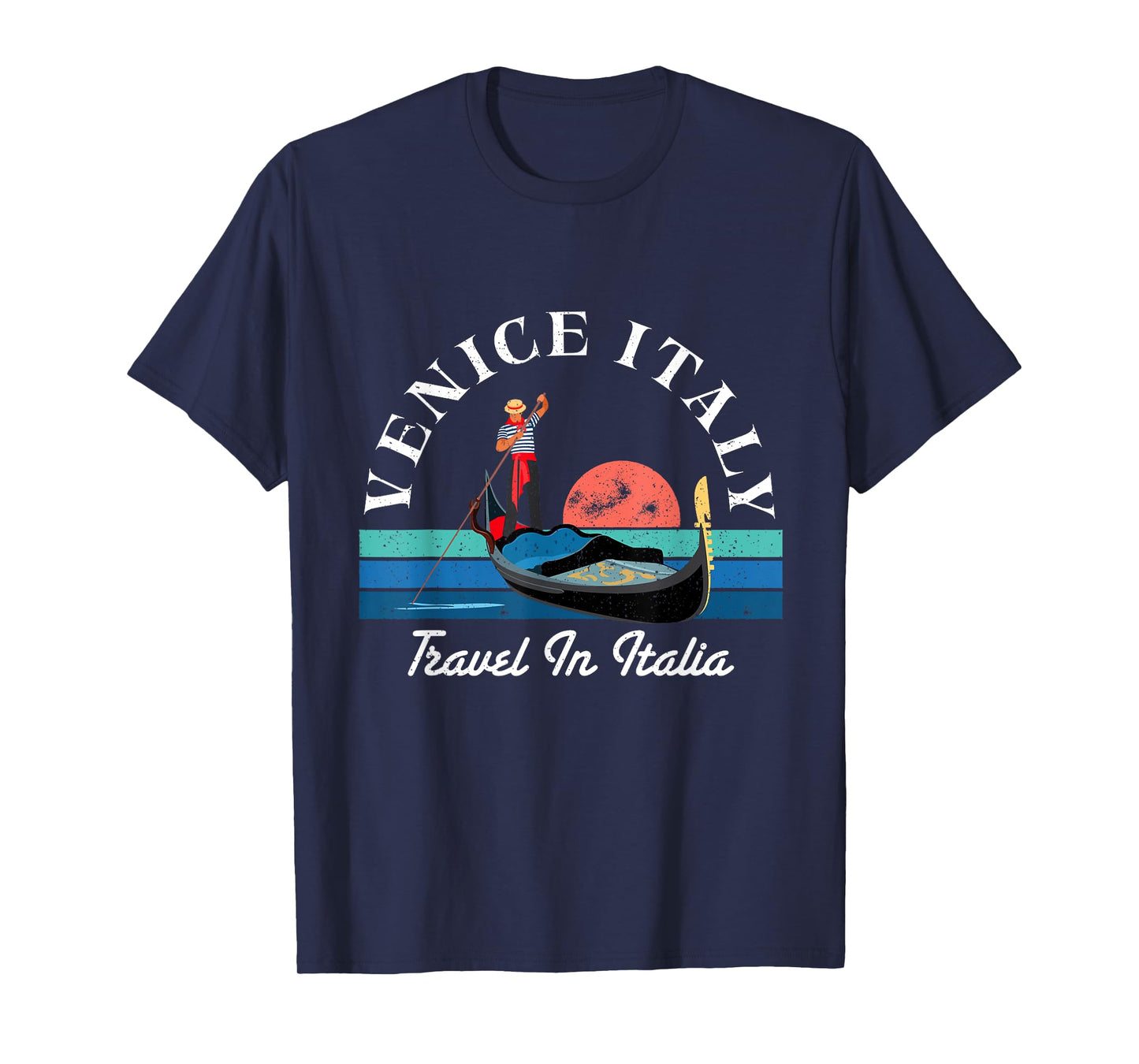 Gondolier Gondola Venice Italy Vintage 70s 80s Style T-Shirt
