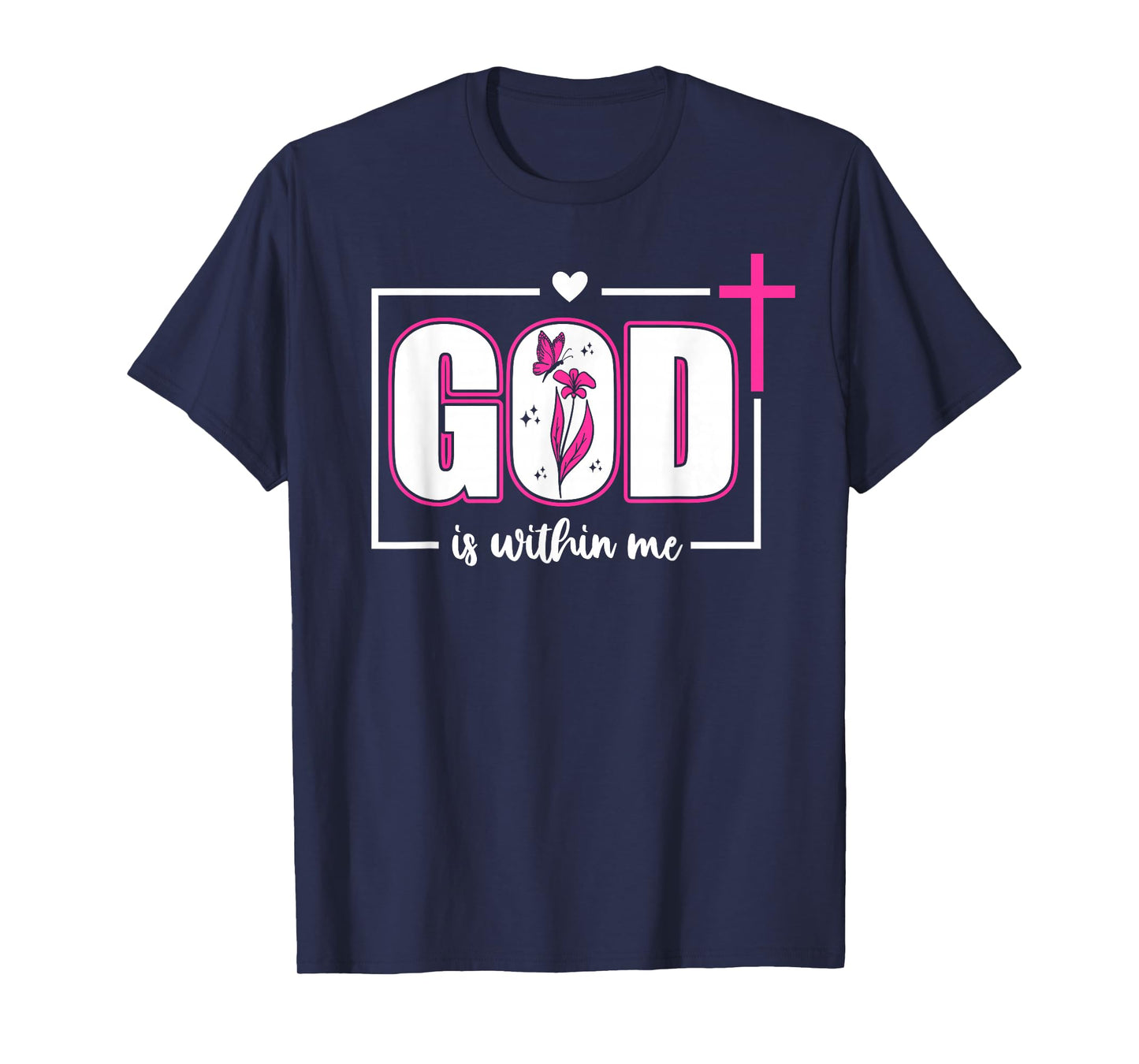 God is Within Me Will I Not Fall Psalm 46:5 Bible Verse Pink T-Shirt