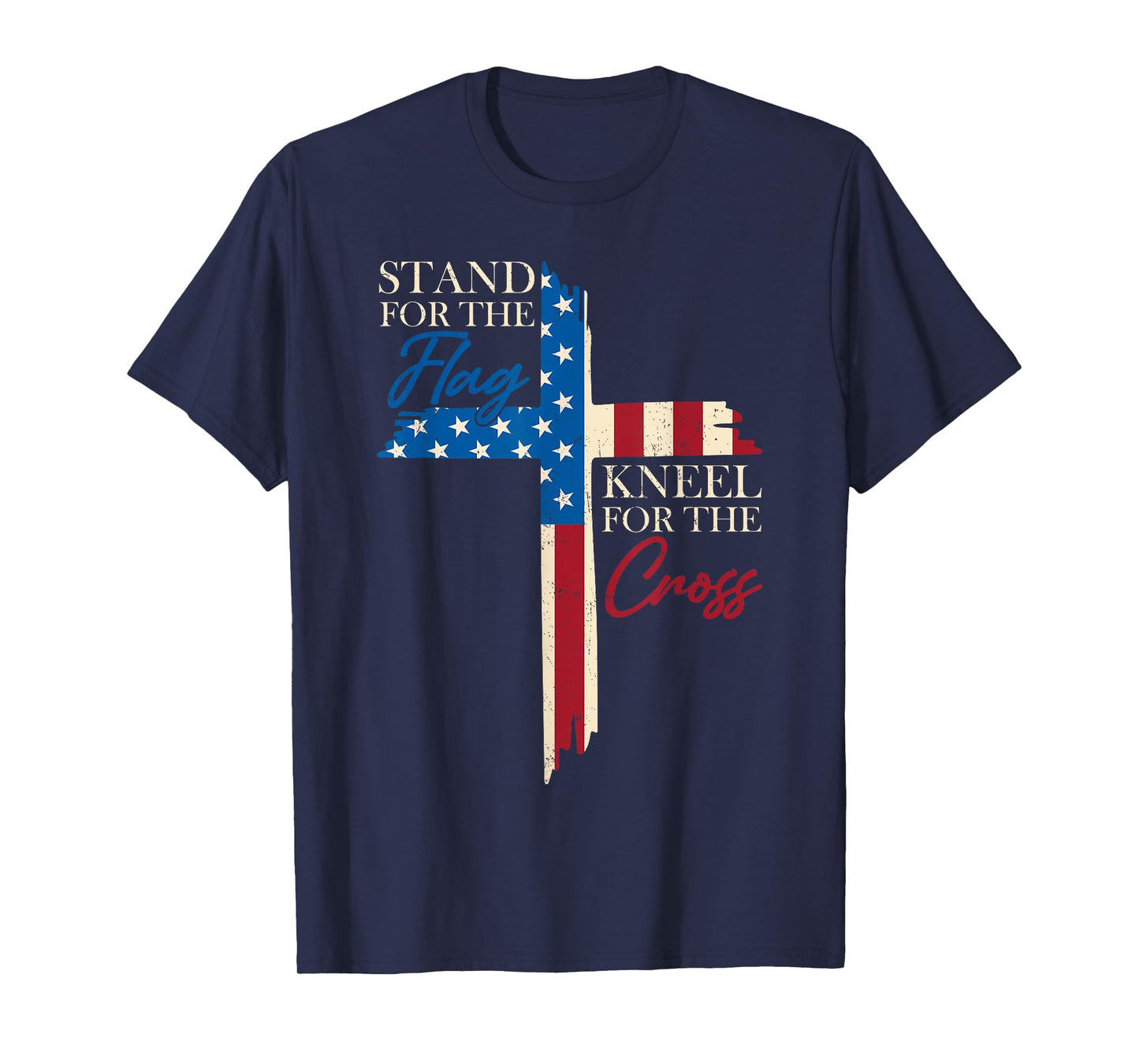 Stand For The Flag Kneel For The Cross Christian USA Flag T-Shirt