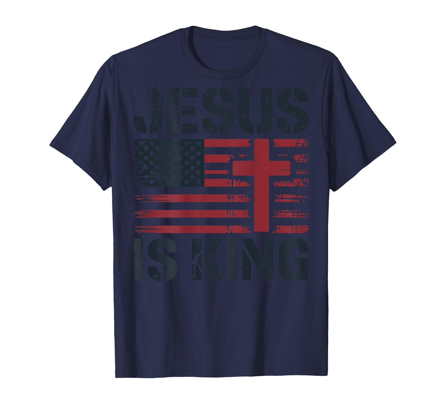 White Jesus is King American Flag Christian Patriotic Cross T-Shirt