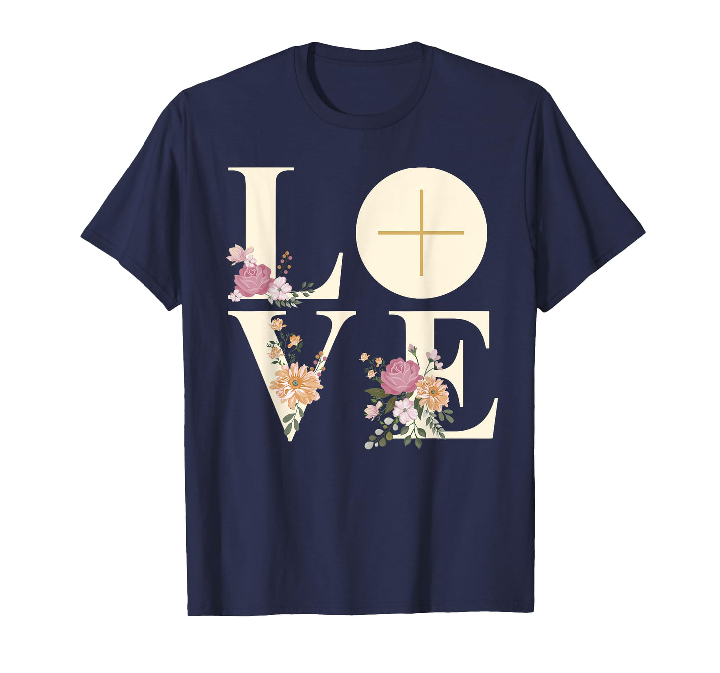 Love Cross Floral Eucharist Liturgy Catholic Christian T-Shirt