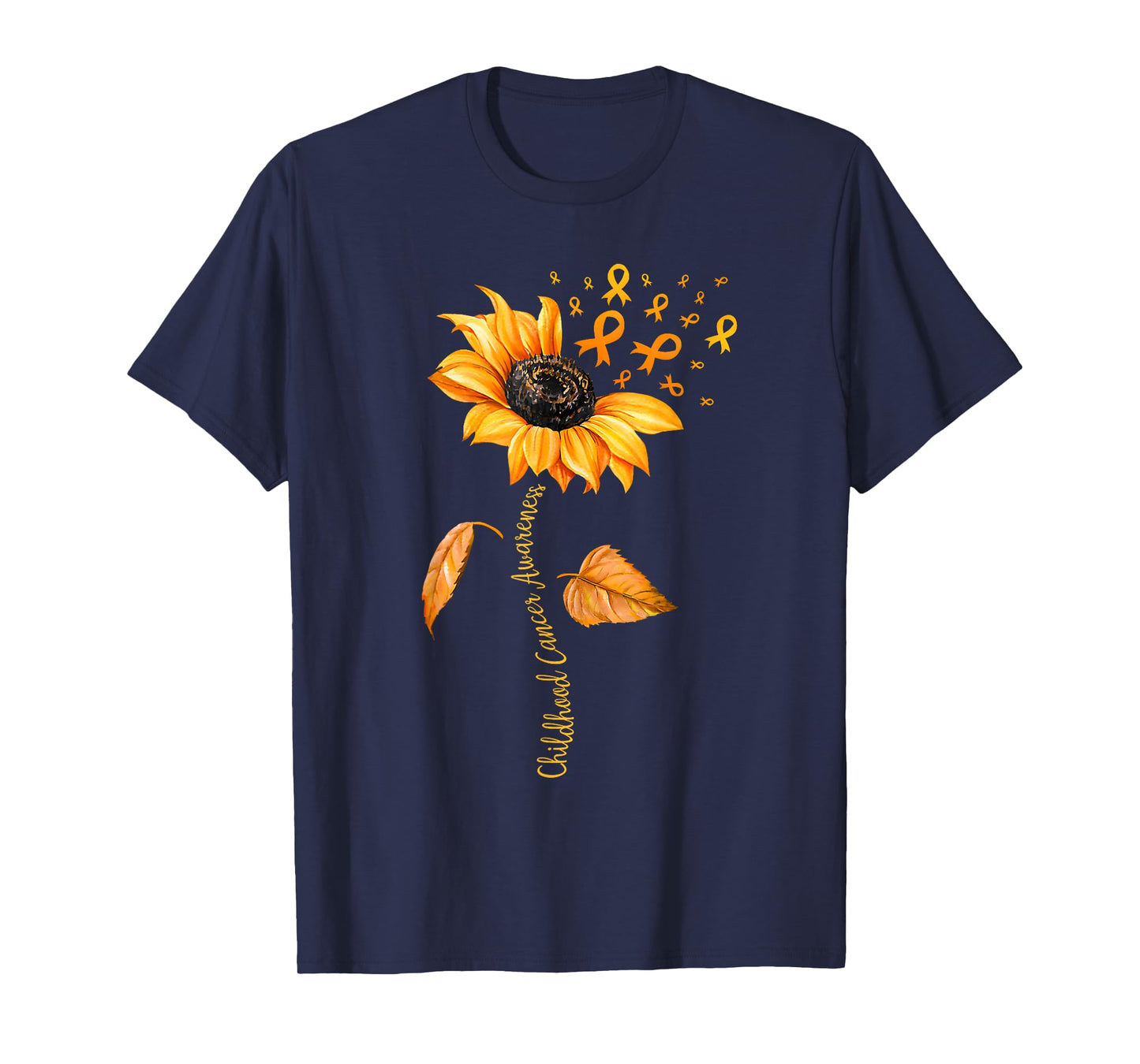 Gold Ribbon Childhood Cancer Awareness Sunflower Kids Womens T-Shirt