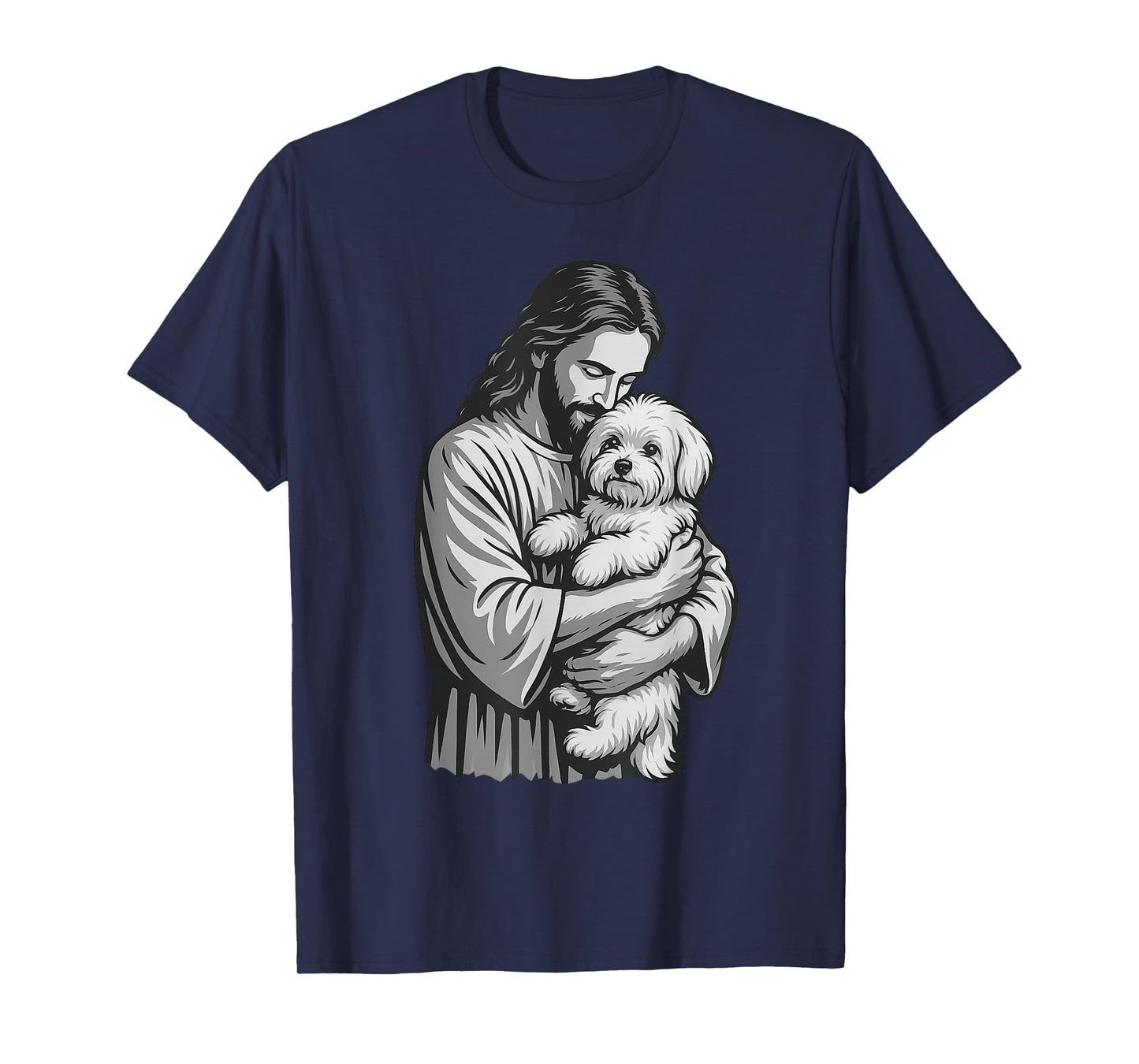 Maltese Dog And Jesus Christian Faith Dog Lover T-Shirt for Men Women Kids