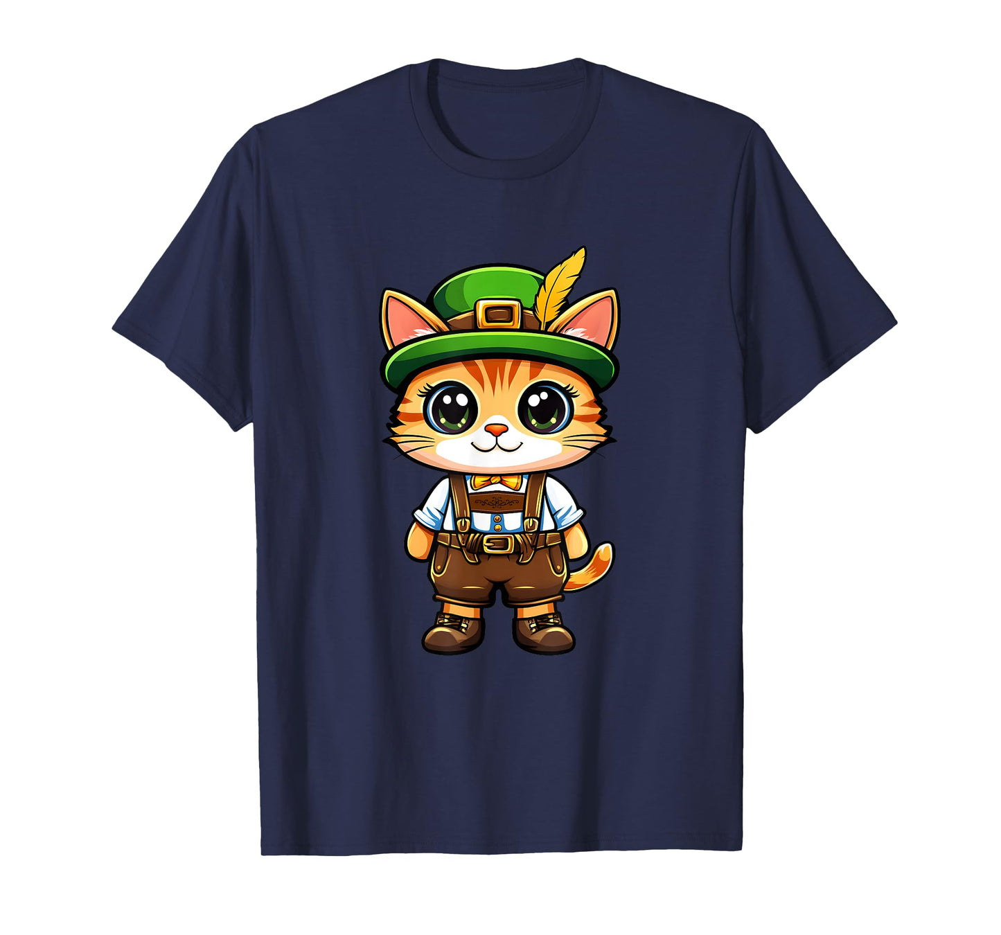 Oktoberfest Cat Funny German Bavarian Lederhosen Cat Lover T-Shirt