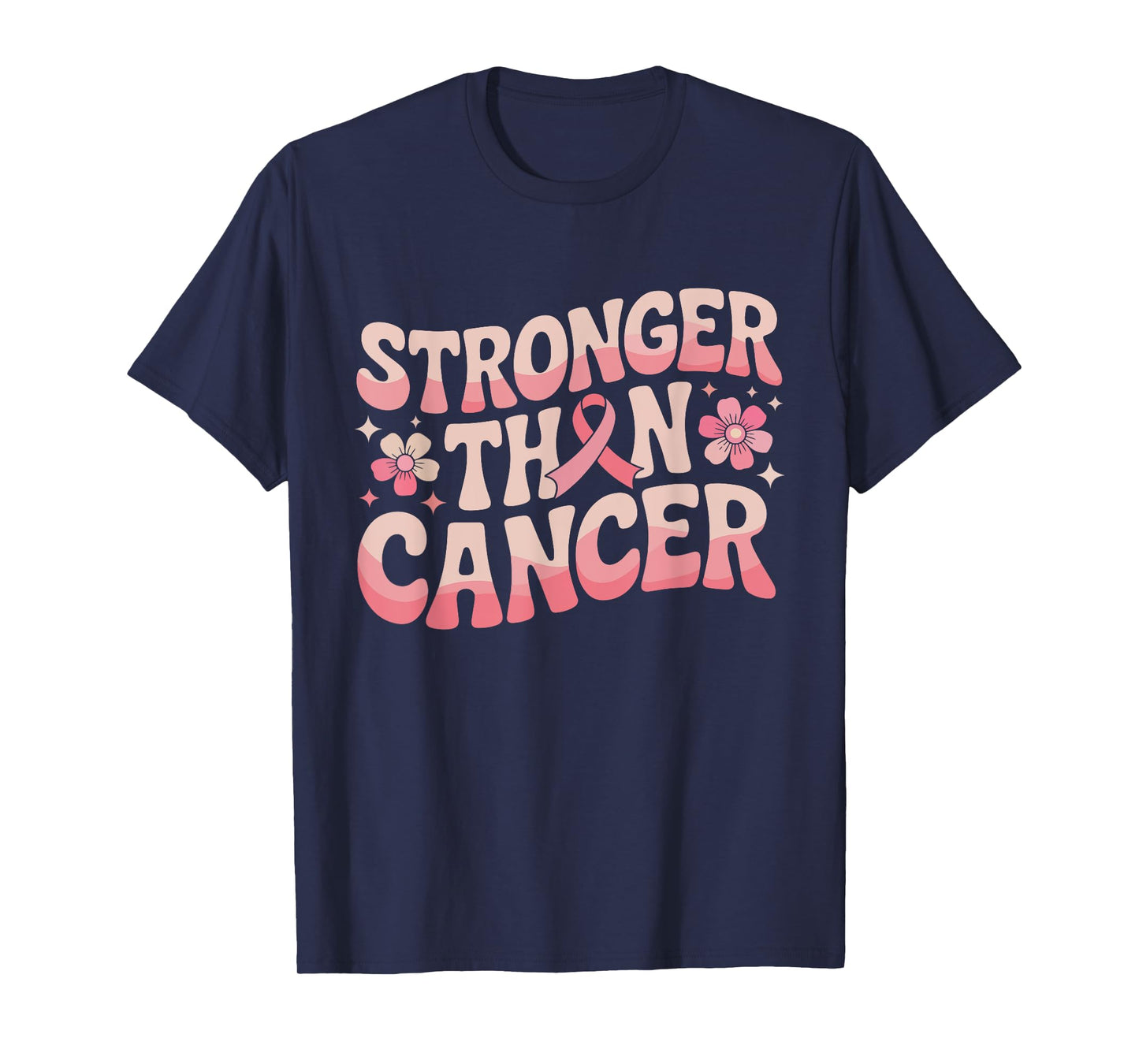 Stronger Than Cancer Pink Ribbon October Awareness Support T-Shirt