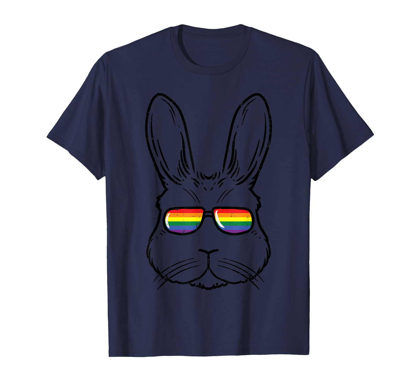Easter Bunny With Glasses Rainbow Cool Gay Rabbit LGBTQ T-Shirt