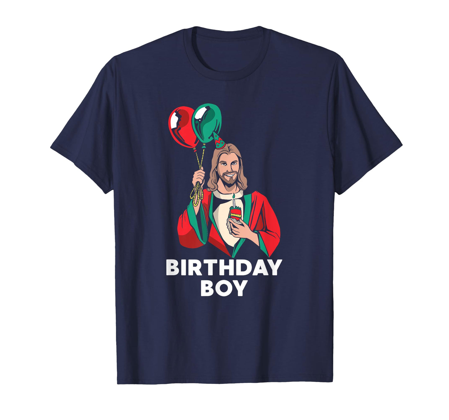 Birthday Boy Jesus Christ Santa Hat Christmas Christian T-Shirt