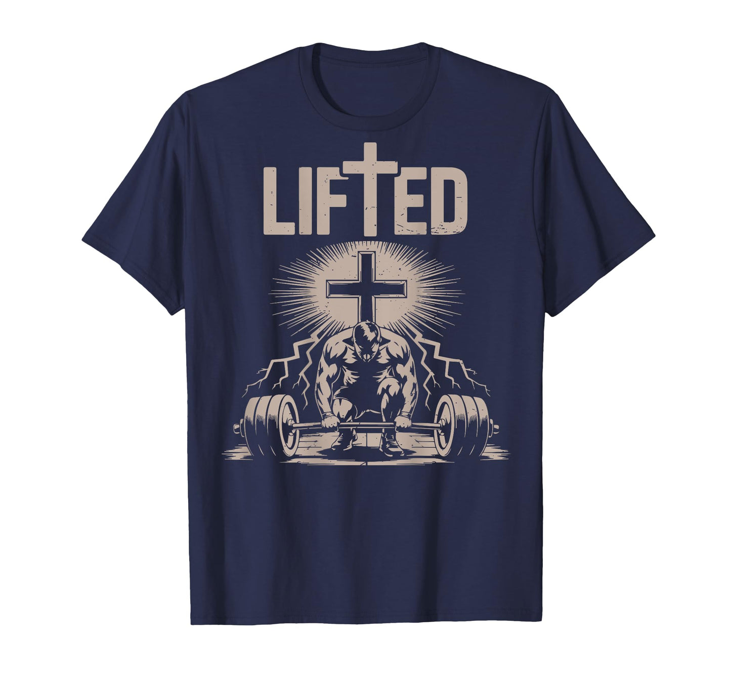 Lifted Funny Christian Workout Gym Jesus Weightlifting Cross T-Shirt